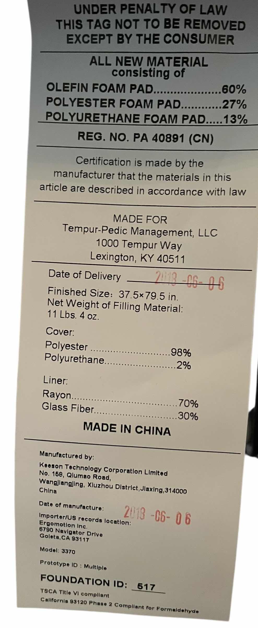 Photo 1 of TEMPUR-PEDIC ERGO EXTEND SMART XI TWIN BED ADJUSTABLE BASE & TEMPUR-PEDIC PRO ADAPT FIRM CONTOUR TECH MATTRESS W REMOTE (READ NOTES)