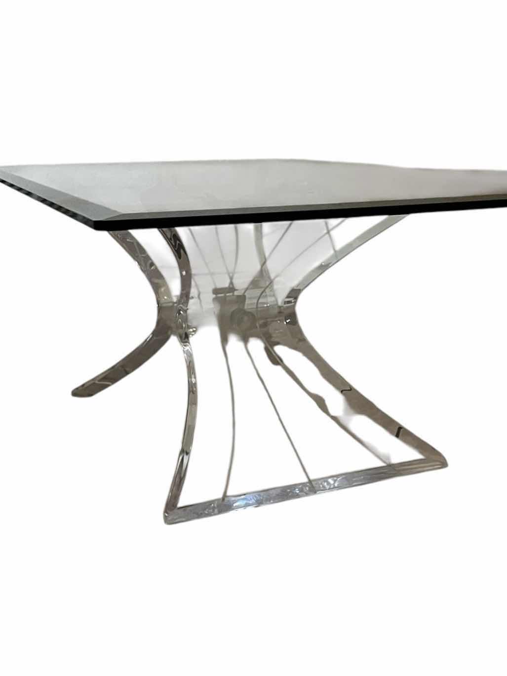 Photo 1 of LUCITE BUTTERFLY CLEAR ACRYLIC BASE GLASS TOP COFFEE TABLE 52” X 26” H16”