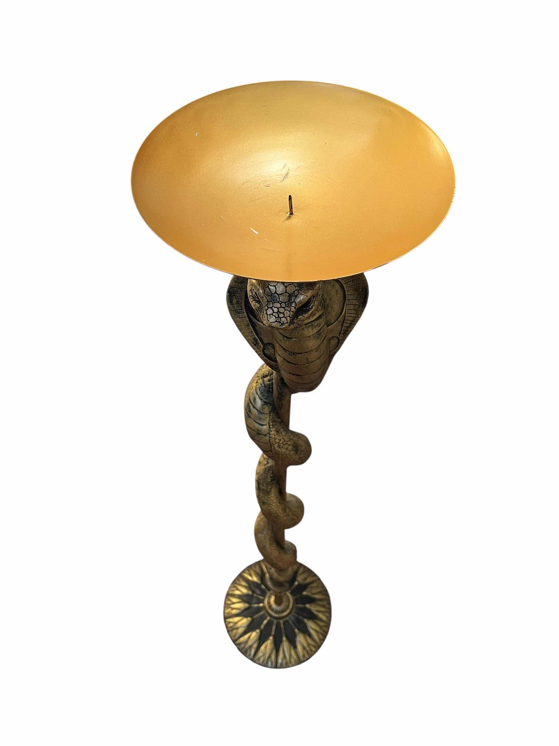Photo 1 of COBRA BRONZE FINISH RESIN SCULPTED CANDLE HOLDER FLOOR STAND 9” X 44”