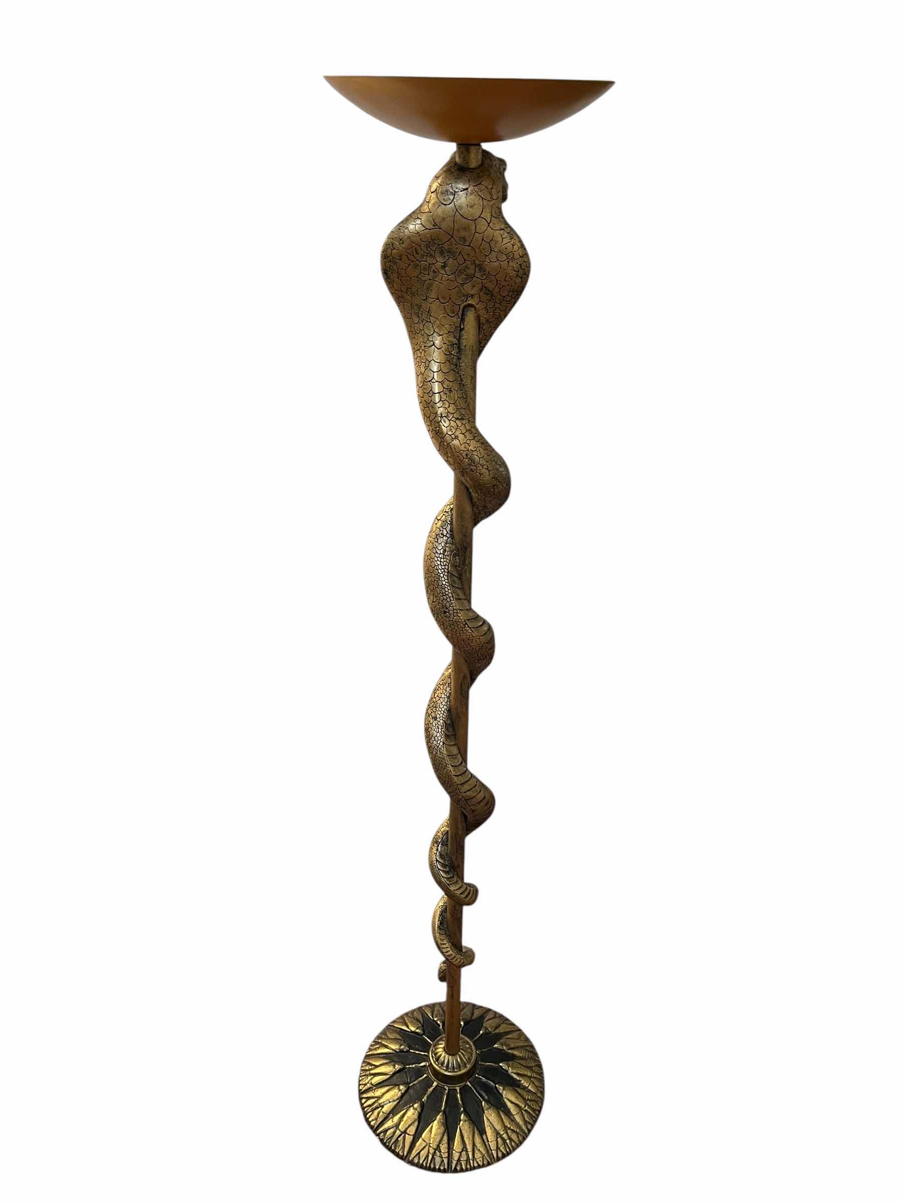 Photo 1 of COBRA BRONZE FINISH RESIN SCULPTED CANDLE HOLDER FLOOR STAND 9” X 44”