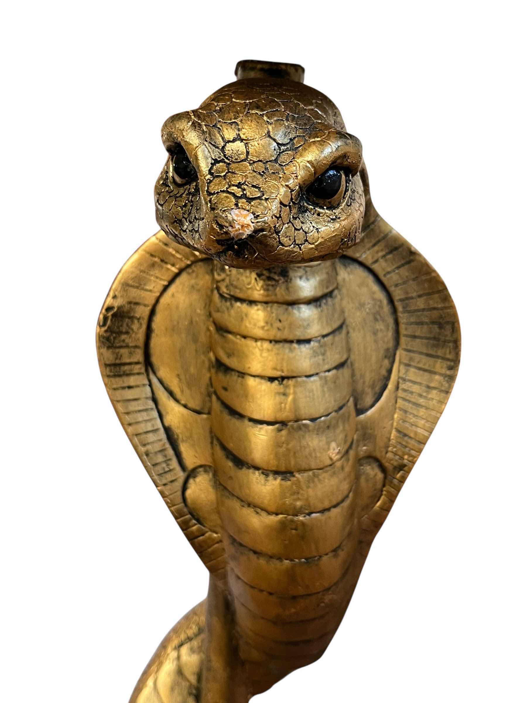 Photo 1 of COBRA BRONZE FINISH RESIN SCULPTED CANDLE HOLDER FLOOR STAND 9” X 44”