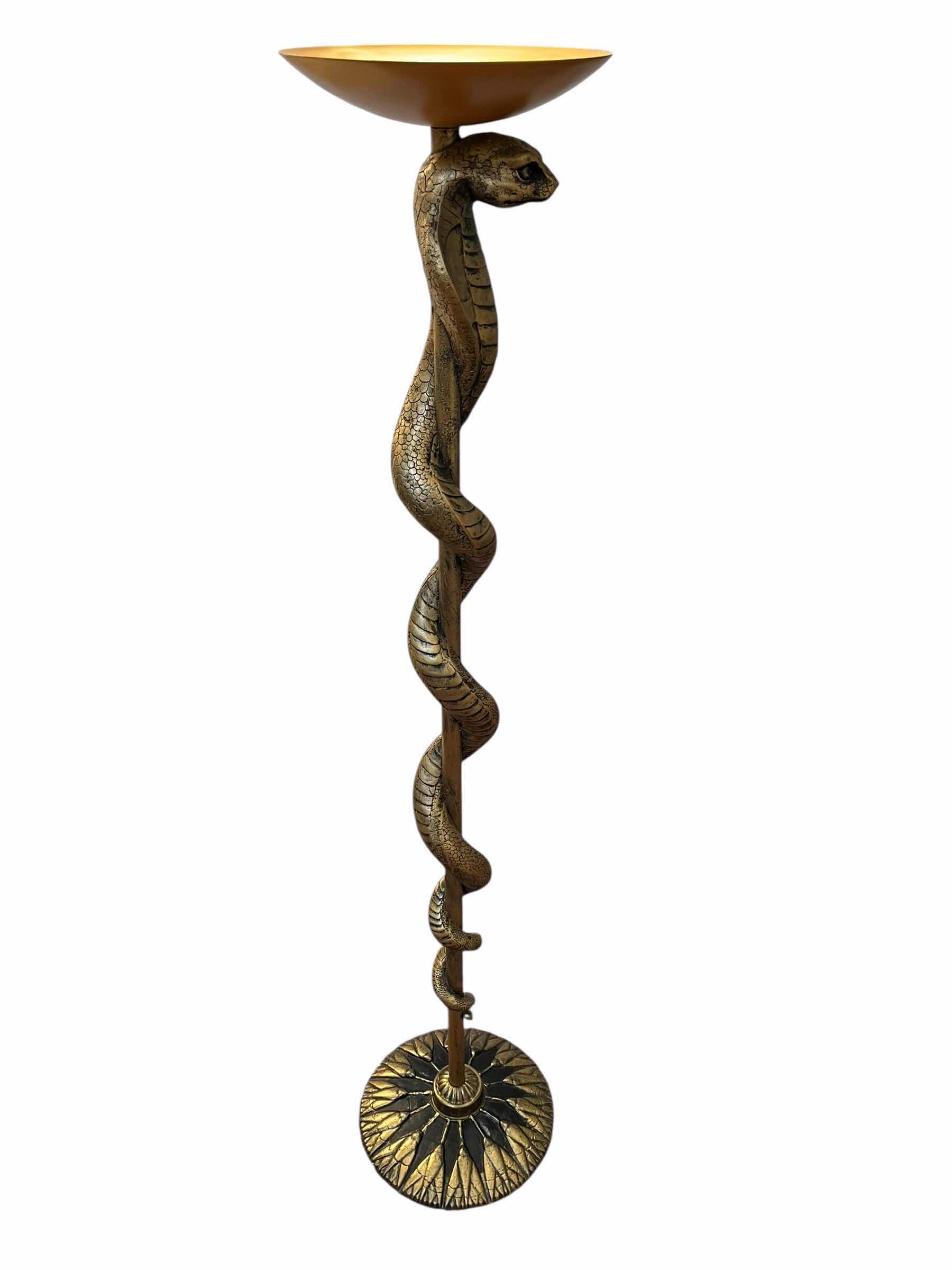 Photo 1 of COBRA BRONZE FINISH RESIN SCULPTED CANDLE HOLDER FLOOR STAND 9” X 44”