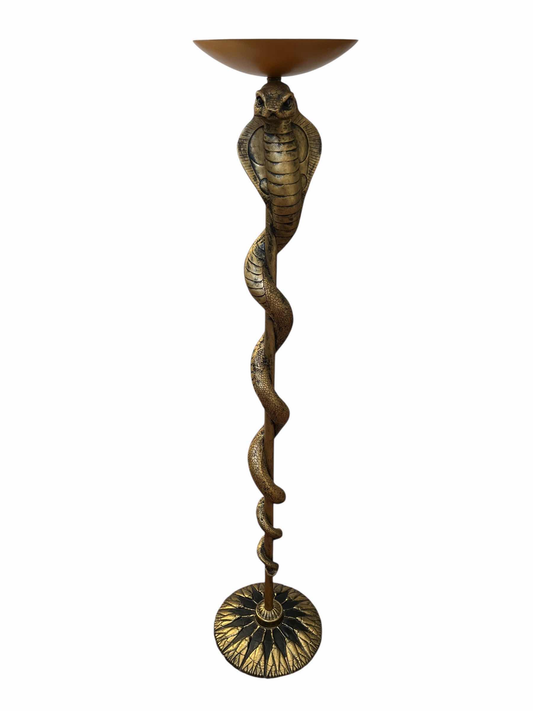 Photo 1 of COBRA BRONZE FINISH RESIN SCULPTED CANDLE HOLDER FLOOR STAND 9” X 44”