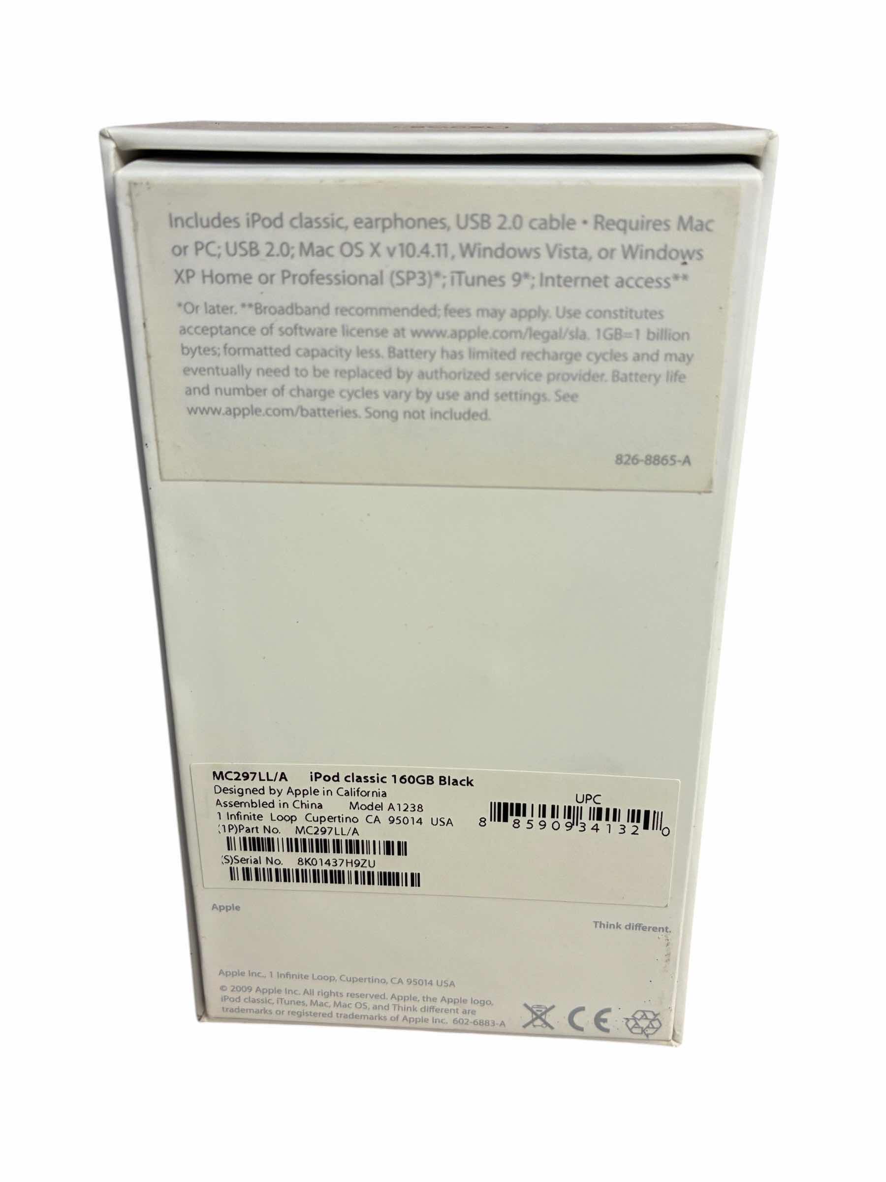 Photo 1 of APPLE IPOD CLASSIC 160 GB BLACK A1238 W ORIGINAL BOX & ACCESSORIES (READ NOTES)