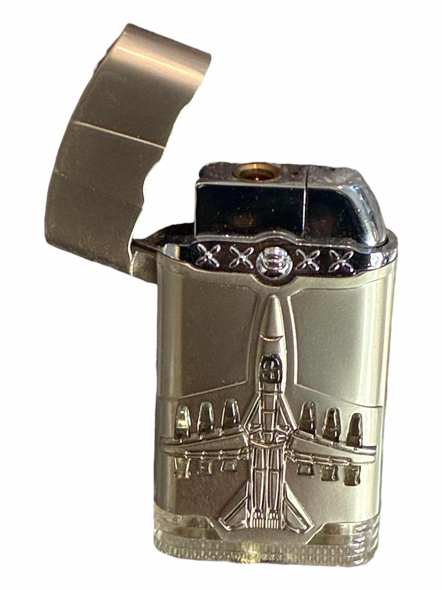 Photo 1 of MILITARY AIRCRAFT BRUSHED STAINLESS STEEL TORCH LIGHTER W CASE