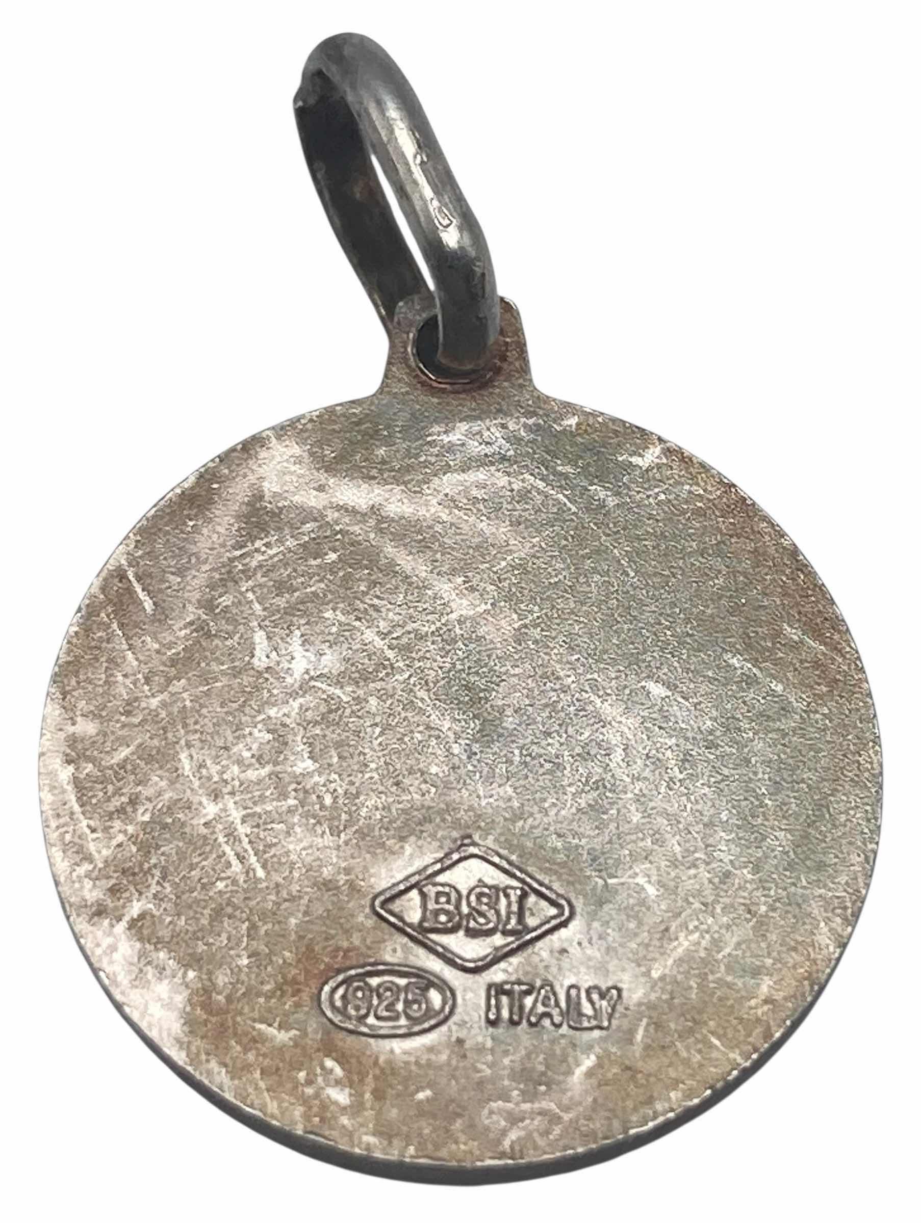 Photo 1 of “SAINT CHRISTOPHER PROTECT US” STERLING SILVER NECKLACE PENDANT .55” 2.2G (READ NOTES) $26