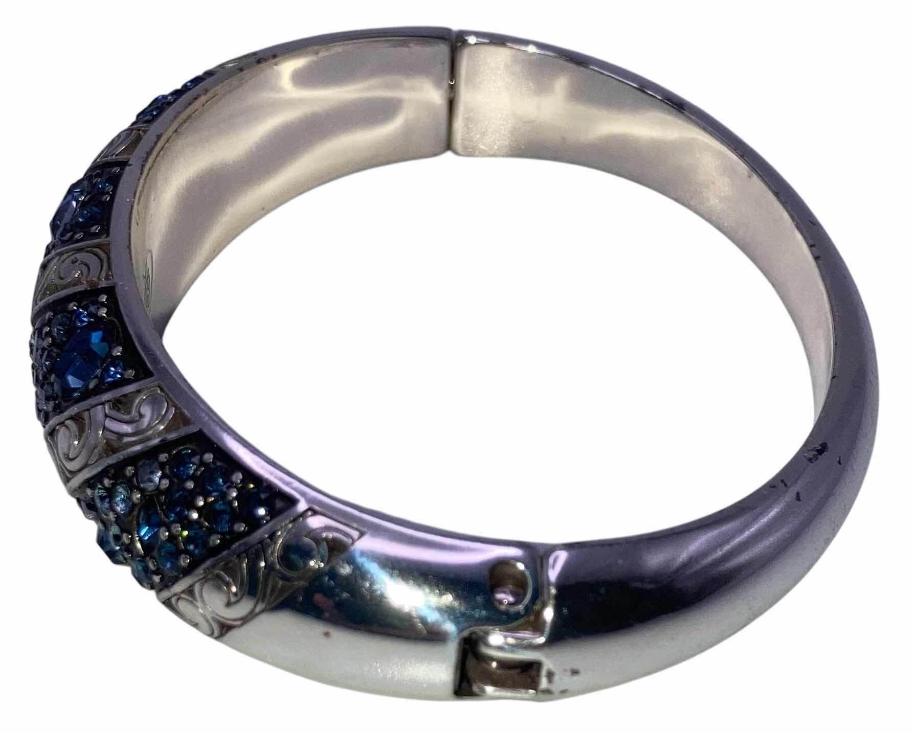 Photo 1 of BRIGHTON VINTAGE SILVER PLATED CRYSTAL VOYAGE HINGED BANGLE BRACELET 2.75” (READ NOTES)