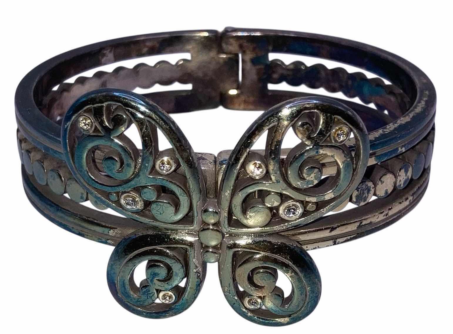 Photo 1 of BRIGHTON VINTAGE SILVER PLATED BUTTERFLY HINGED BRACELET 2.5” (READ NOTES)
$98