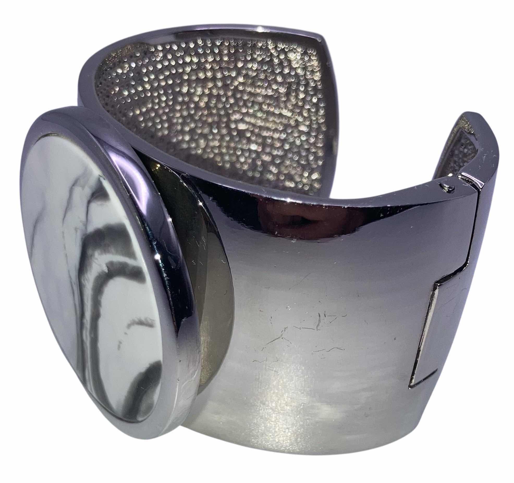 Photo 1 of H BY HALSTON SILVER FINISH HINGED CUFF BRACELET 2.5” $122