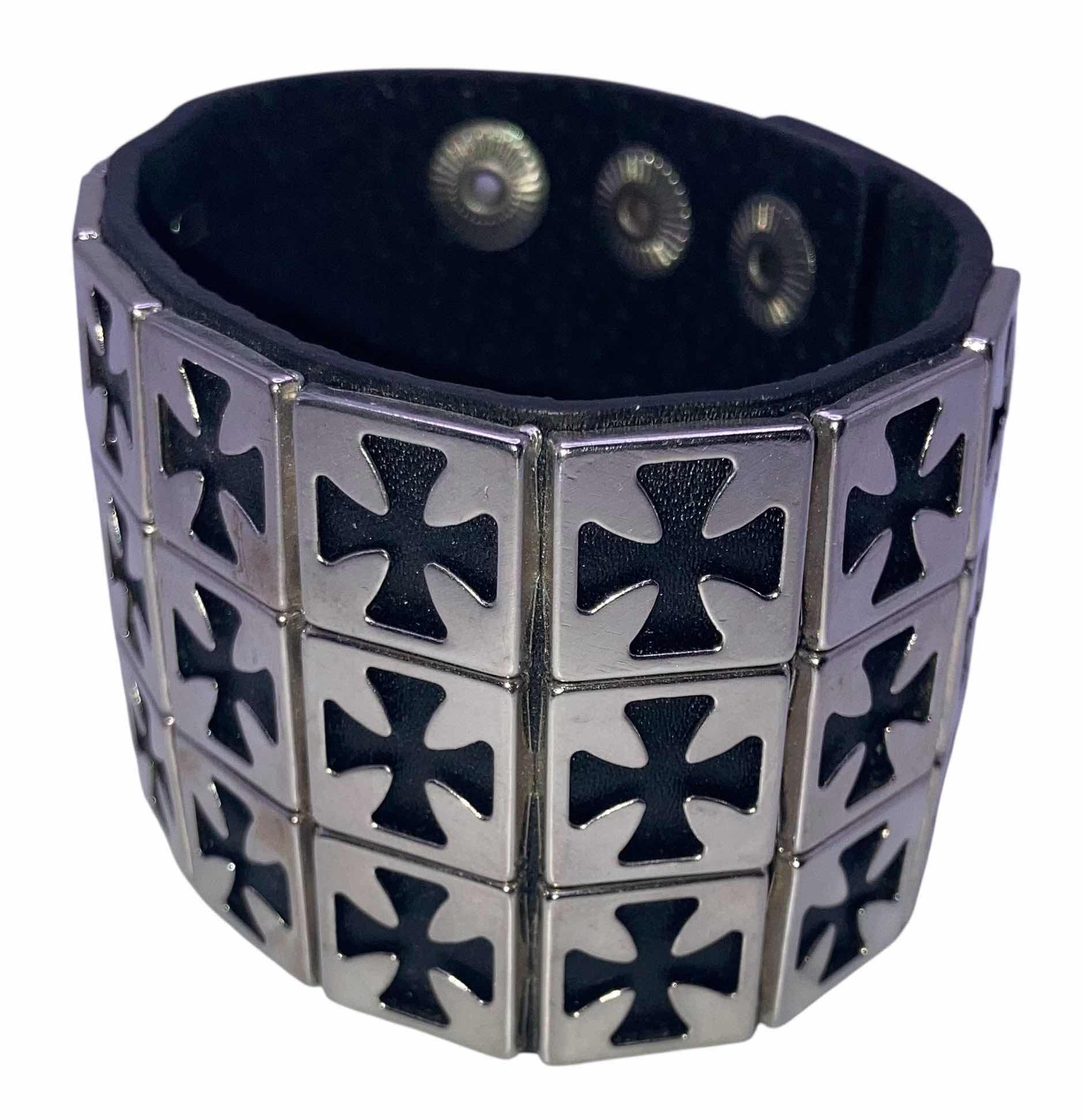 Photo 1 of BLACK & BROWN FAUX LEATHER PUNK ROCK STYLE CUFF BRACELETS (3) $45