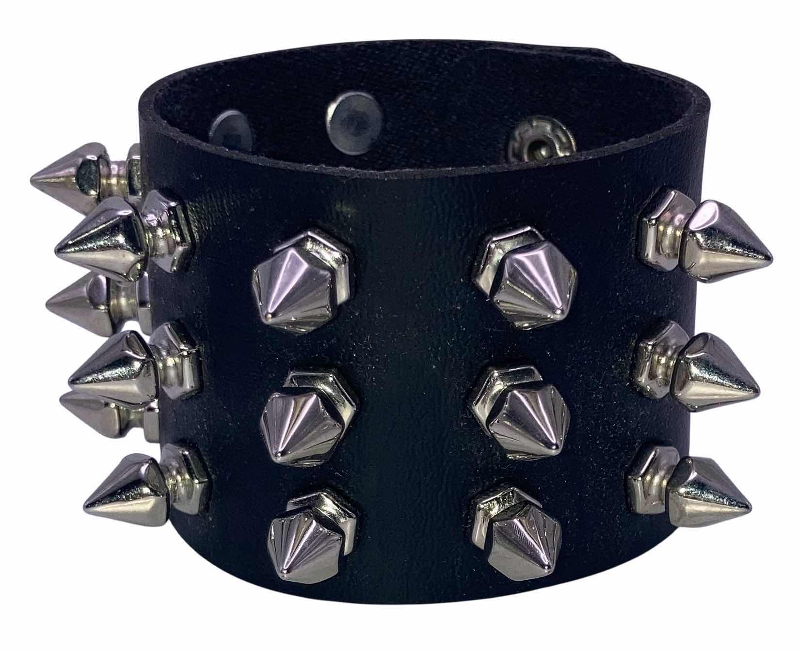 Photo 1 of BLACK & BROWN FAUX LEATHER PUNK ROCK STYLE CUFF BRACELETS (3) $45