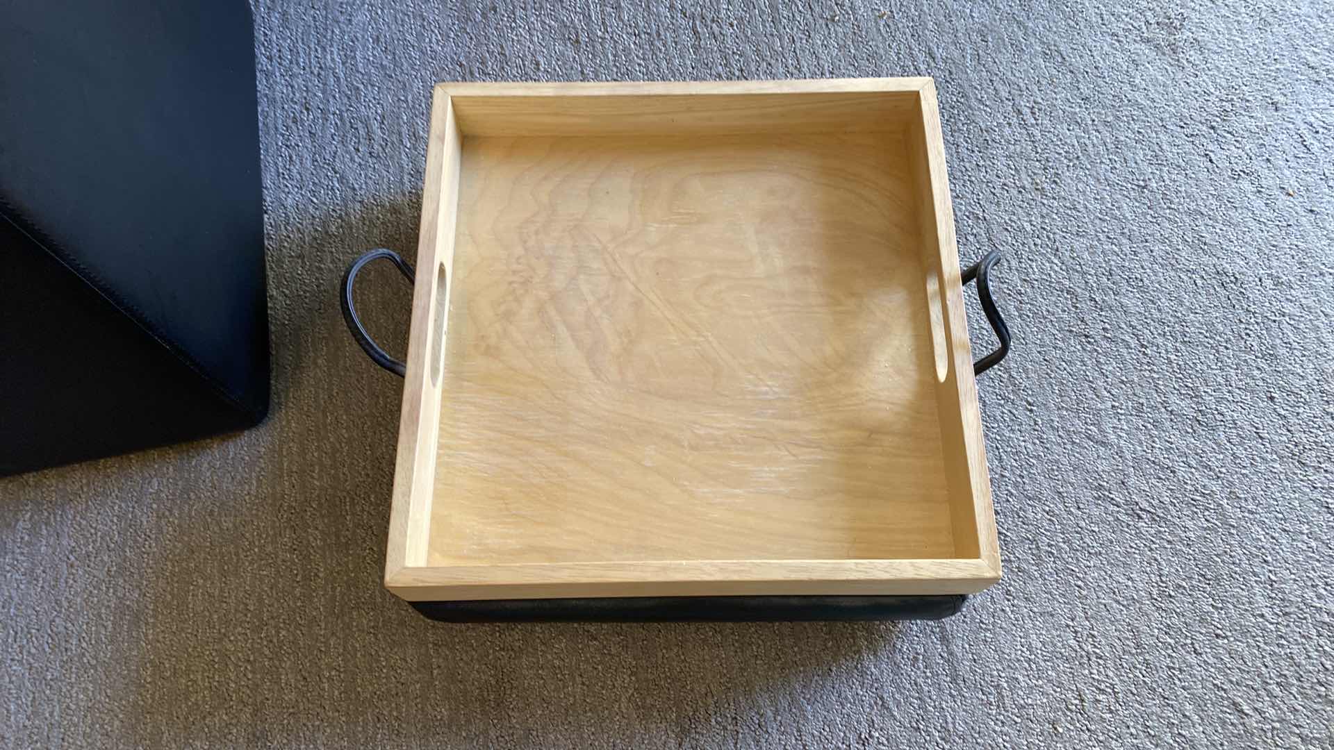 Photo 1 of BLACK BONDED STORAGE TABLE WITH REMOVABLE TRAY 19” x 18”