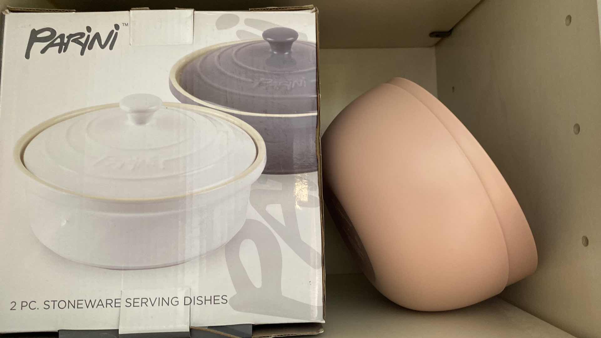 Photo 1 of CONTENTS KITCHEN CABINET LAUREN CONRAD STONEWARE BOWLS  PARINI STONEWARE AND 2 PLASTIC BOWLS