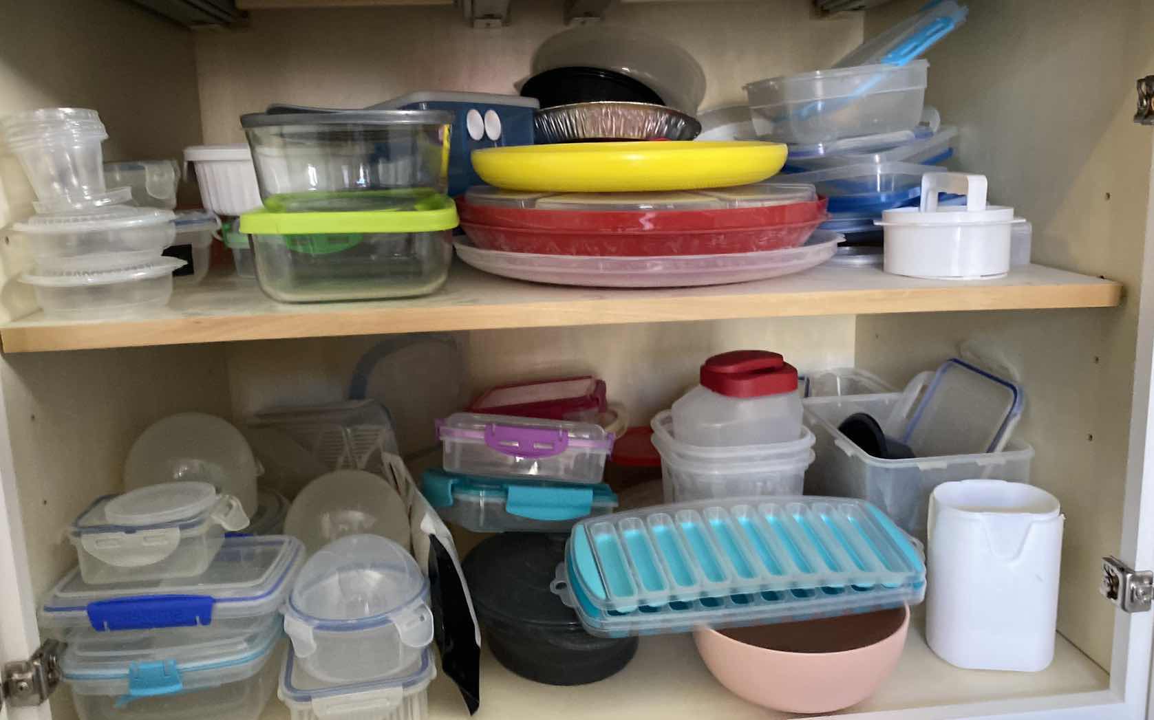 Photo 1 of CONTENTS KITCHEN CABINET PLASTIC AND 2 GLASS STORAGE