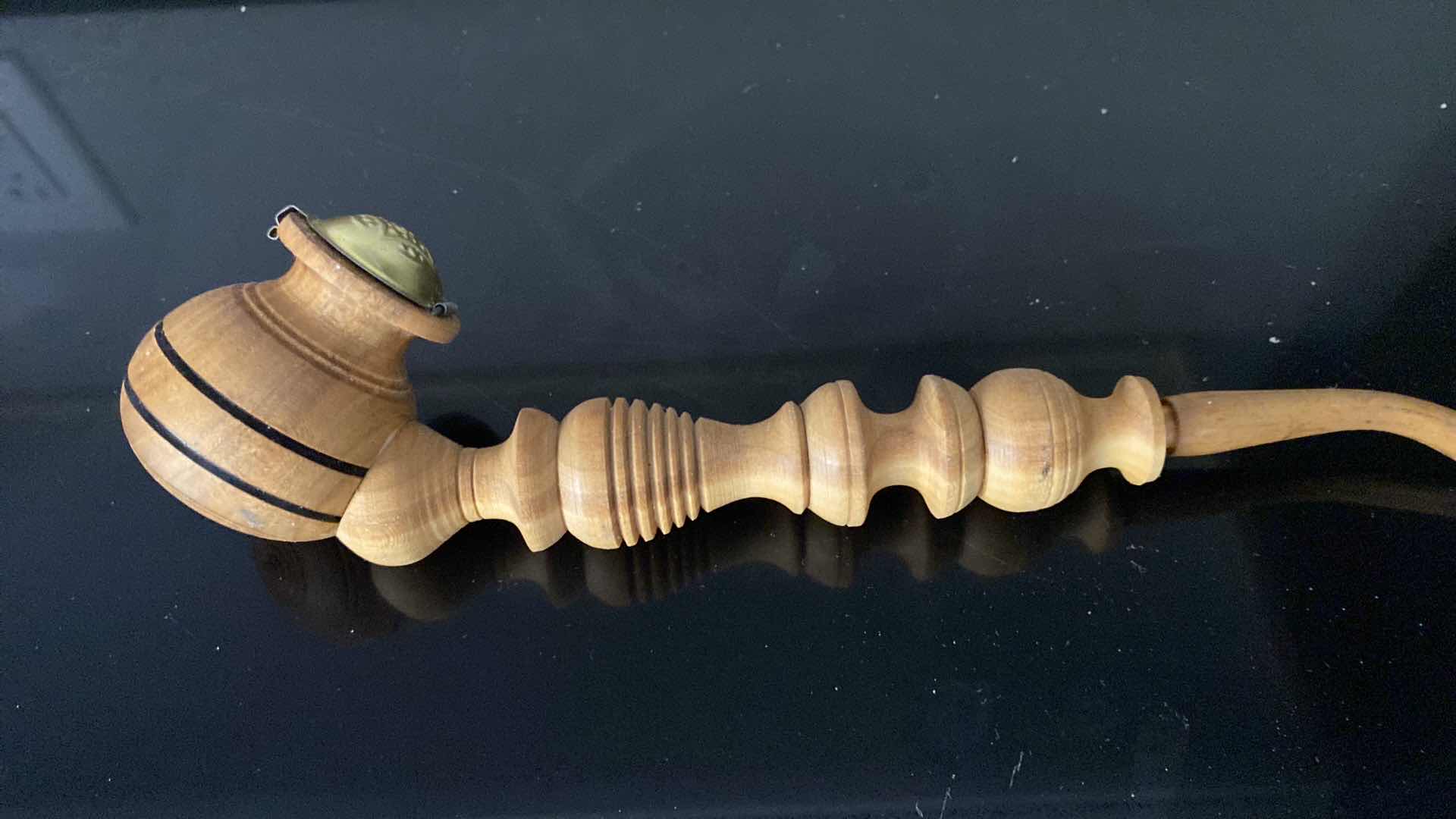 Photo 1 of 2- RARE CARVED SMOKING PIPES W. LEATHER CASE