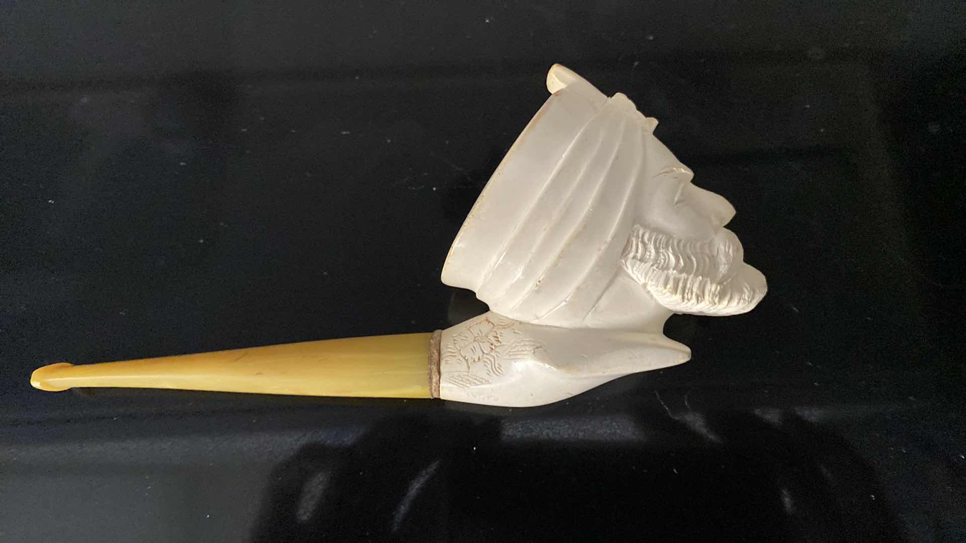 Photo 1 of 2- RARE CARVED SMOKING PIPES W. LEATHER CASE