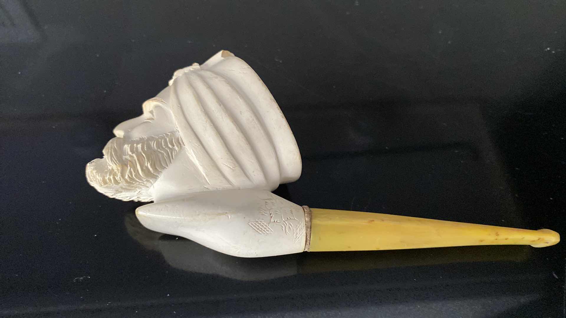 Photo 1 of 2- RARE CARVED SMOKING PIPES W. LEATHER CASE