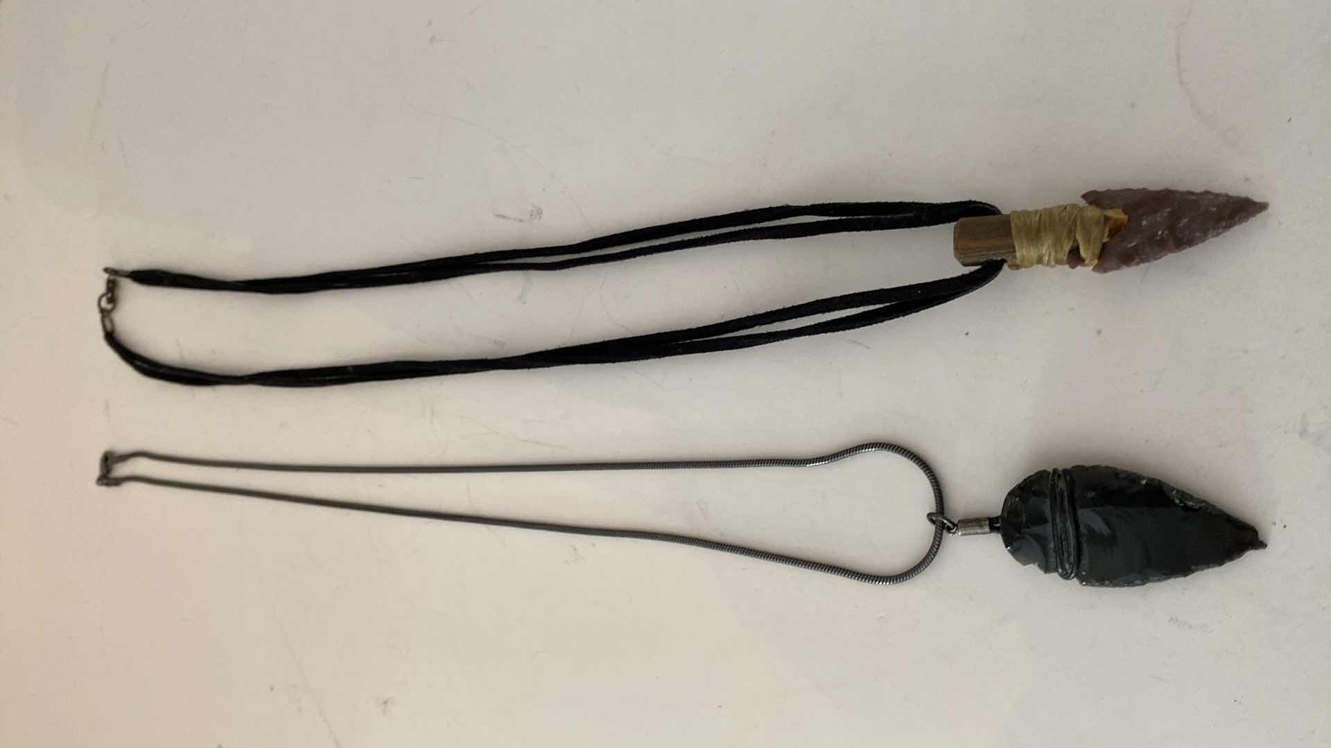 Photo 1 of POLISHED BLACK STONE AND ARROWHEAD NECKLACES 13.5”