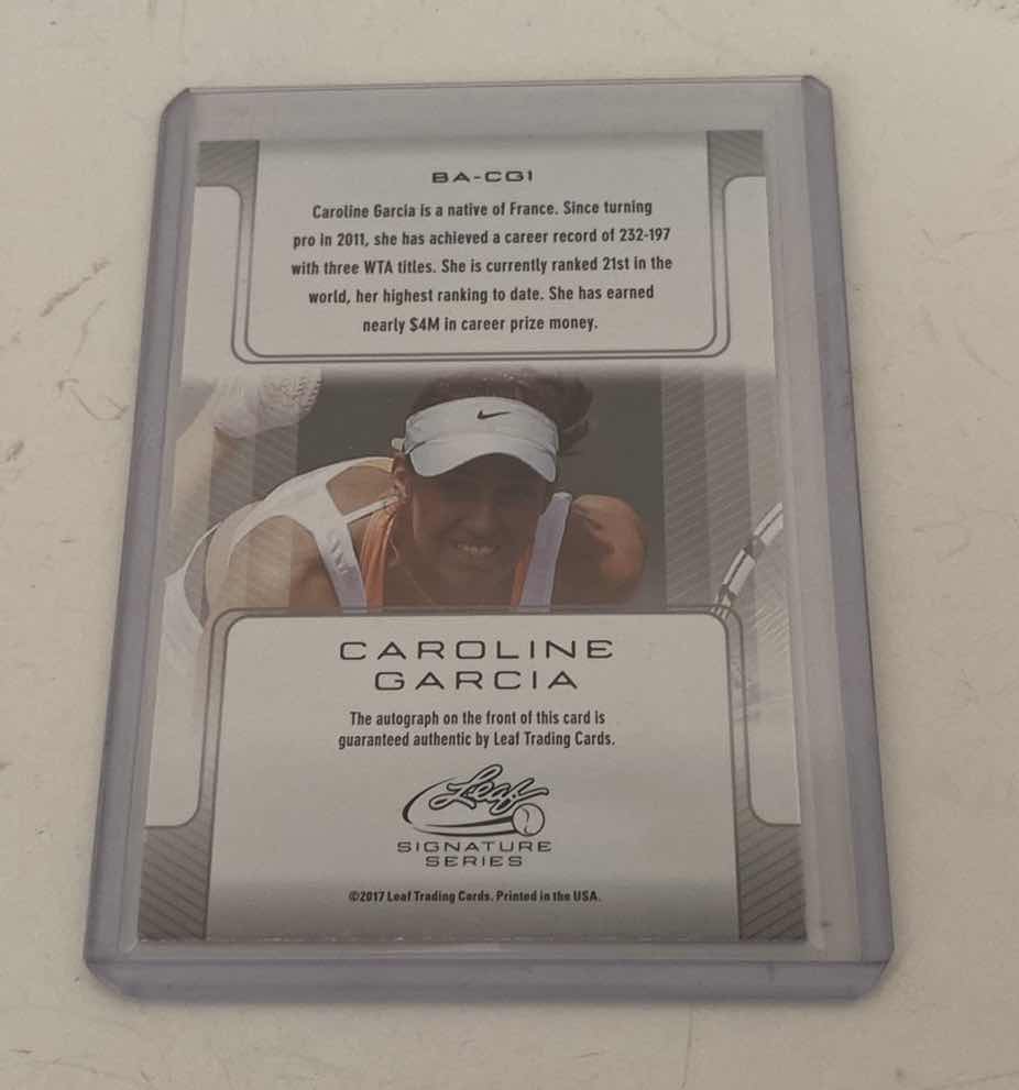 Photo 1 of 2017 LEAF AUTHENTIC SIGNATURE CAROLINE GARCIA TRADING CARD