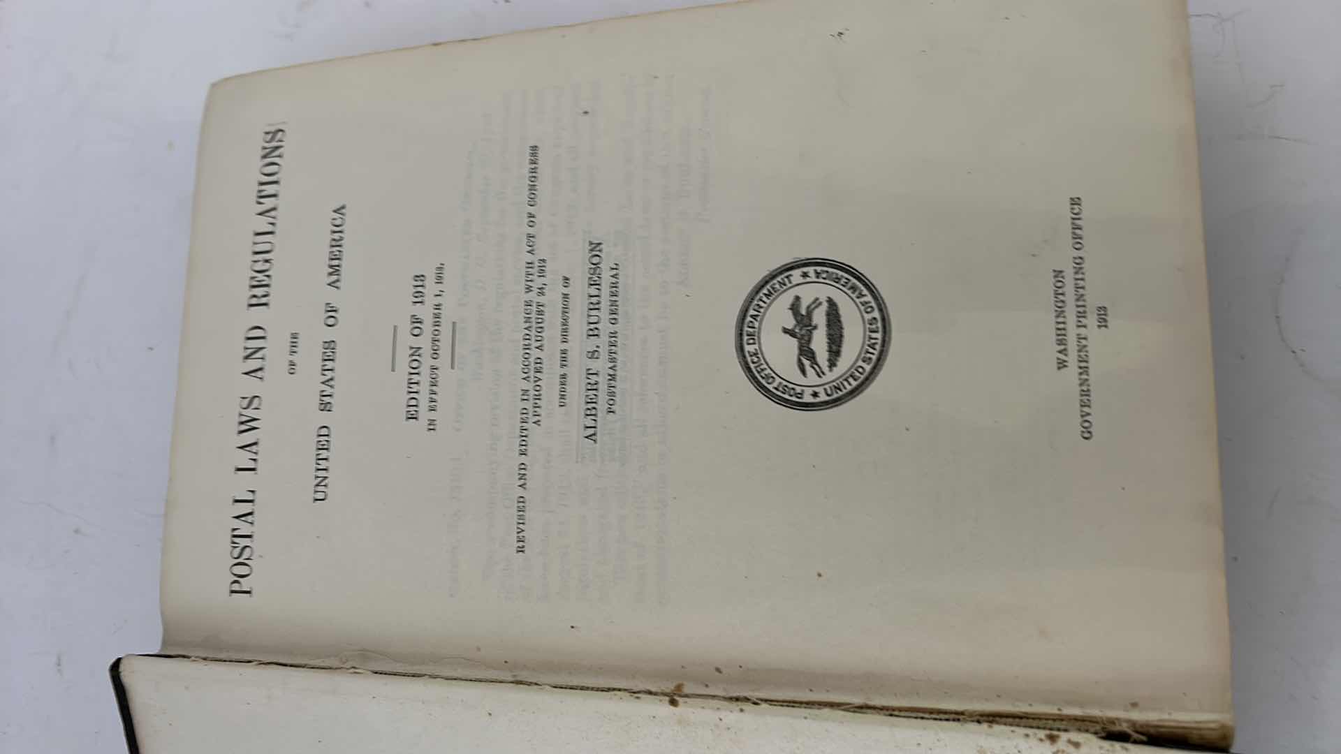 Photo 1 of VINTAGE 1913 HARDCOVER BOOK “POSTAL LAWS AND REGULATIONS”