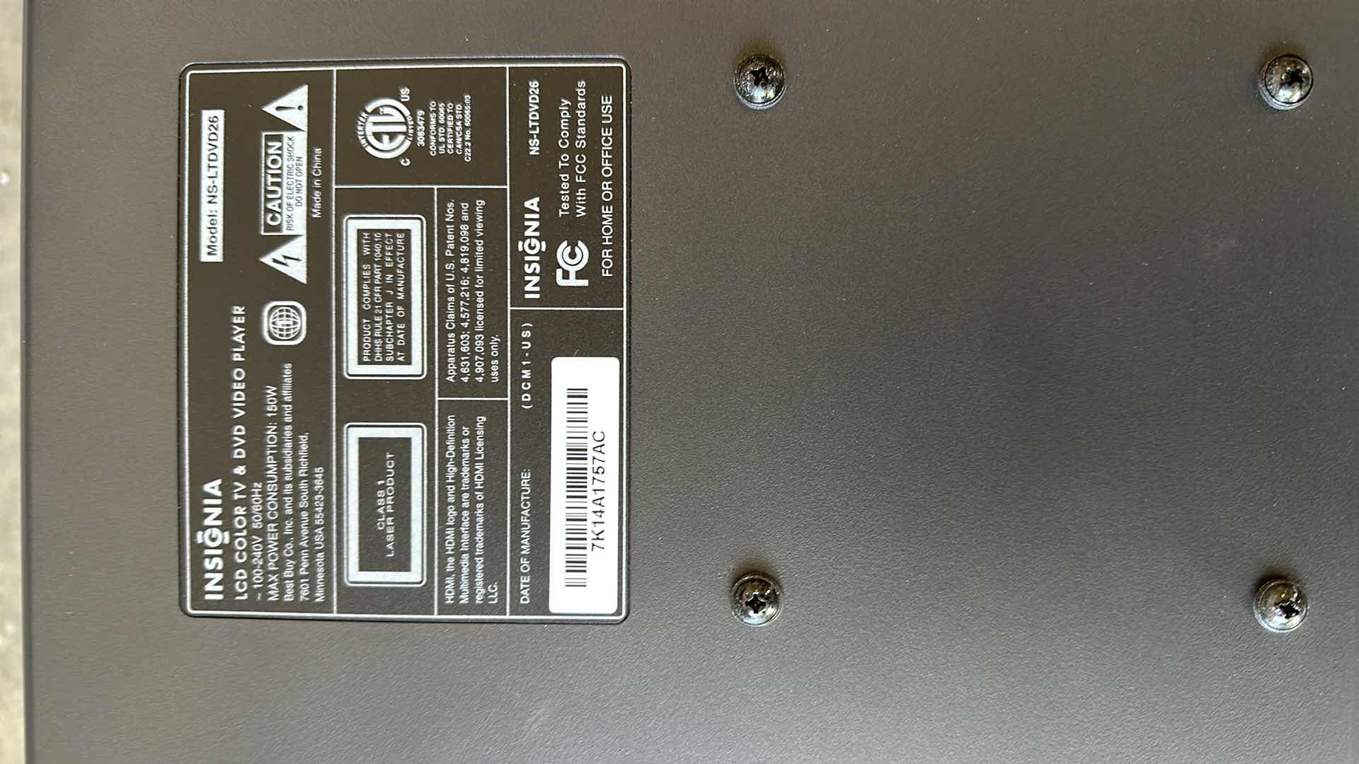 Photo 1 of INSIGNIA 26” USED TV NO WIRES OR REMOTE