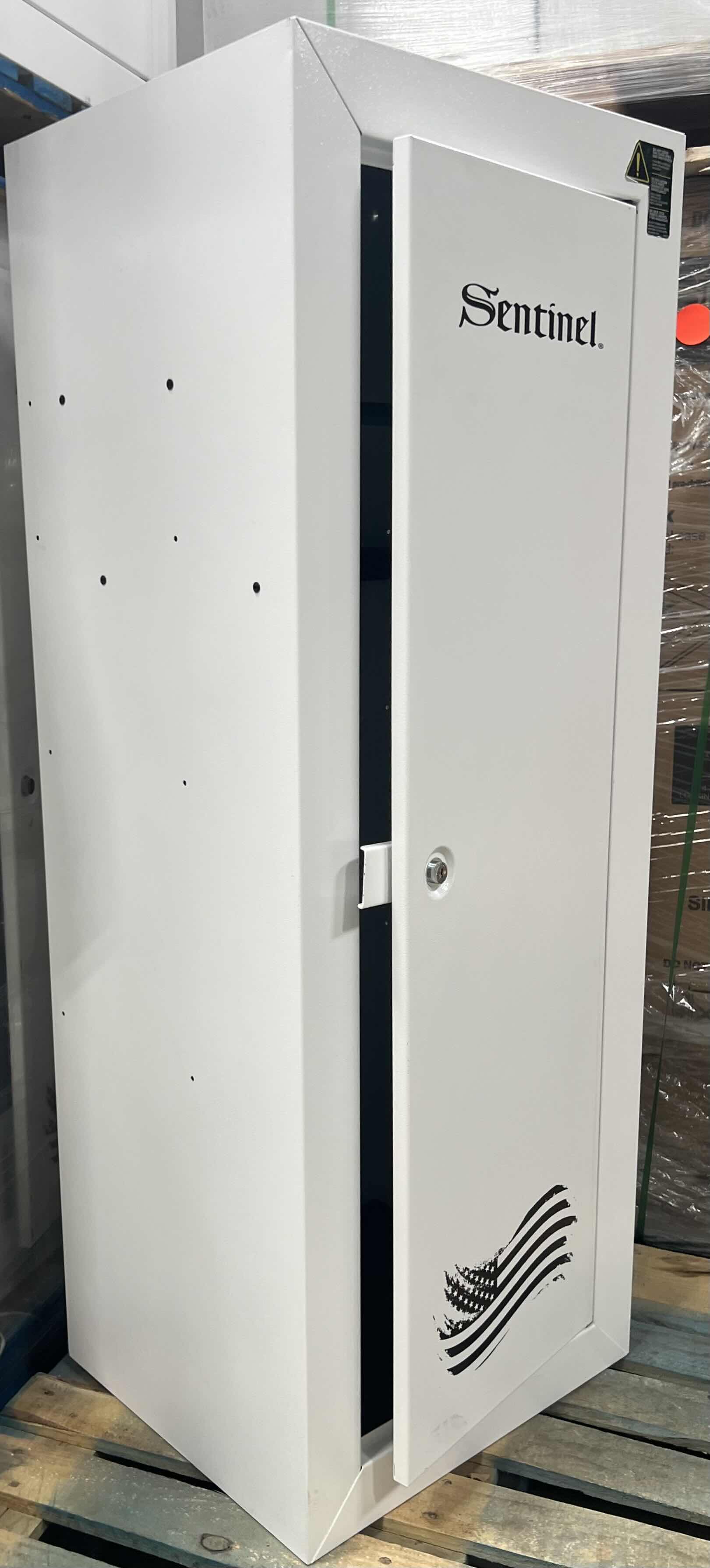 Photo 1 of SENTINEL SECURITY WHITE 12 CU FT CABINET W/ PORTABLE GUN CASE 
96lbs 21” x 18” H55” (18 GUN CAPACITY W 3 POINT LOCKING SYSTEM)