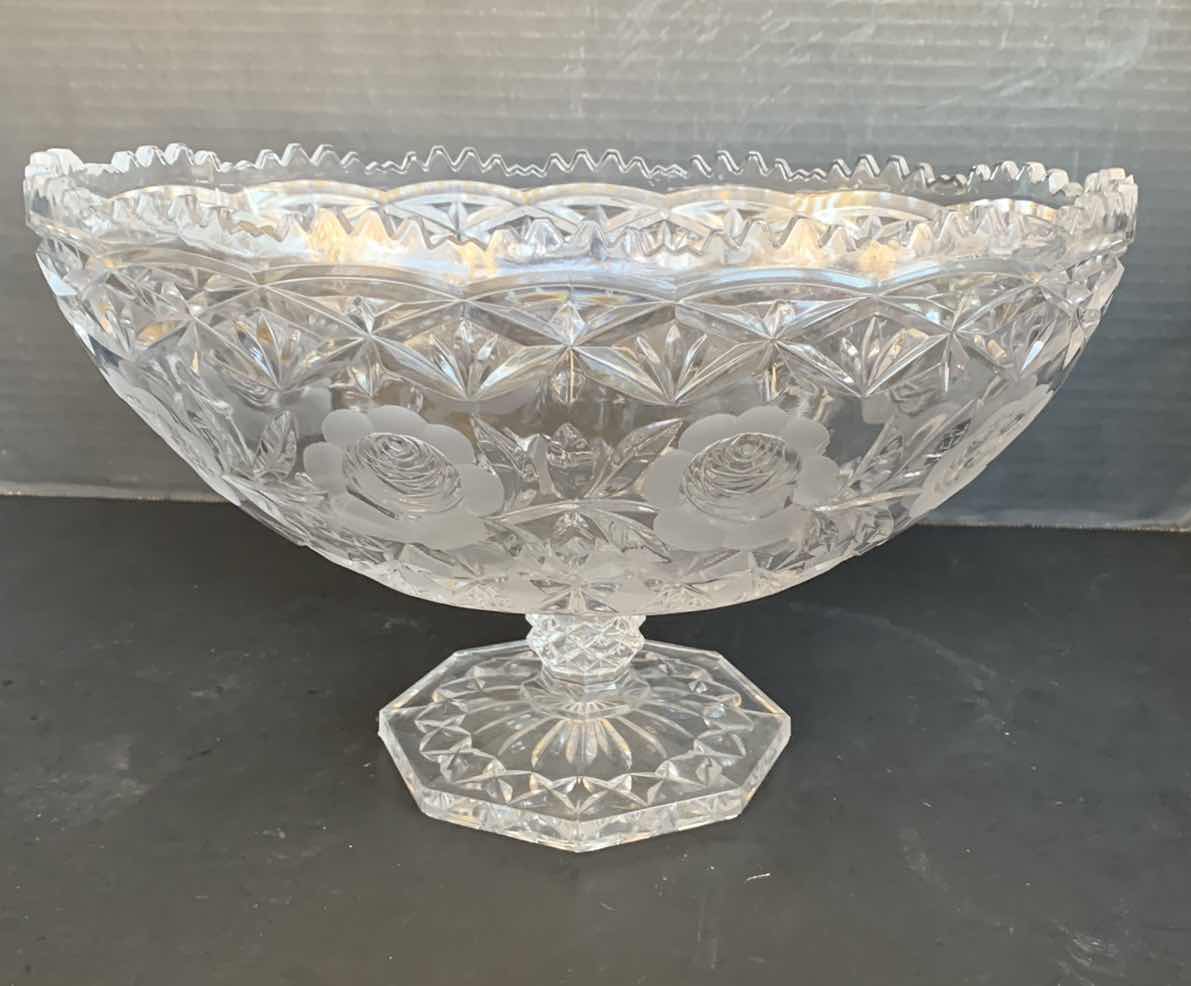 Photo 1 of VINTAGE CLEAR CUT GLASS BOWL 12"