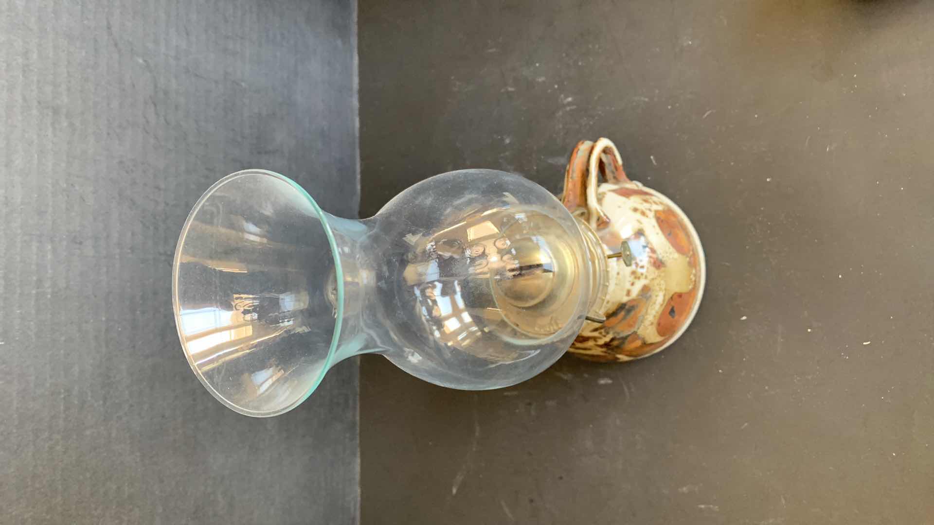 Photo 1 of KEROSENE OIL LAMP WITH SIGNED POT 13"