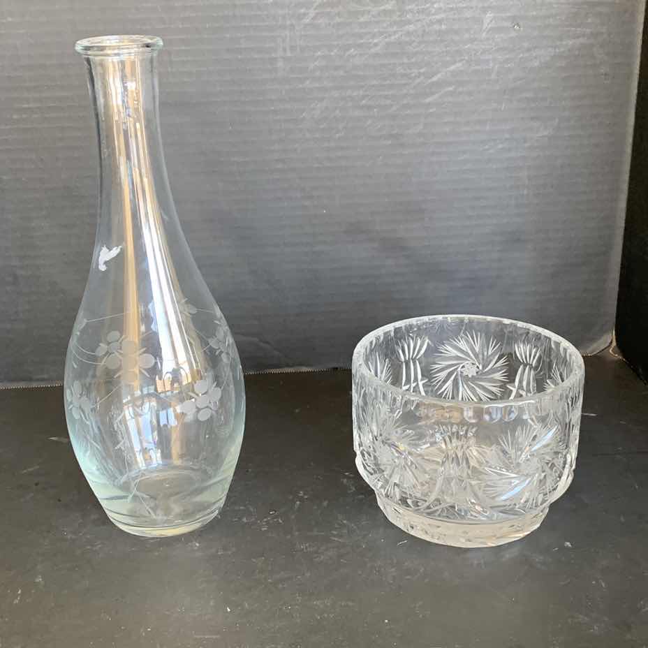 Photo 1 of DECANTER AND 6” CRYSTAL BOWL