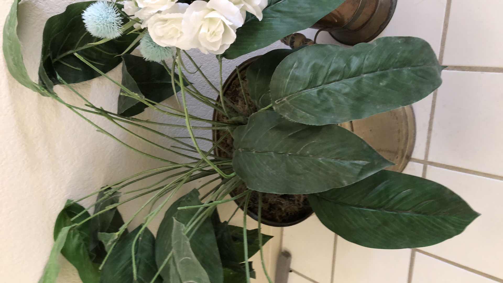 Photo 1 of FAUX PLANTS WITH BRASS VASES