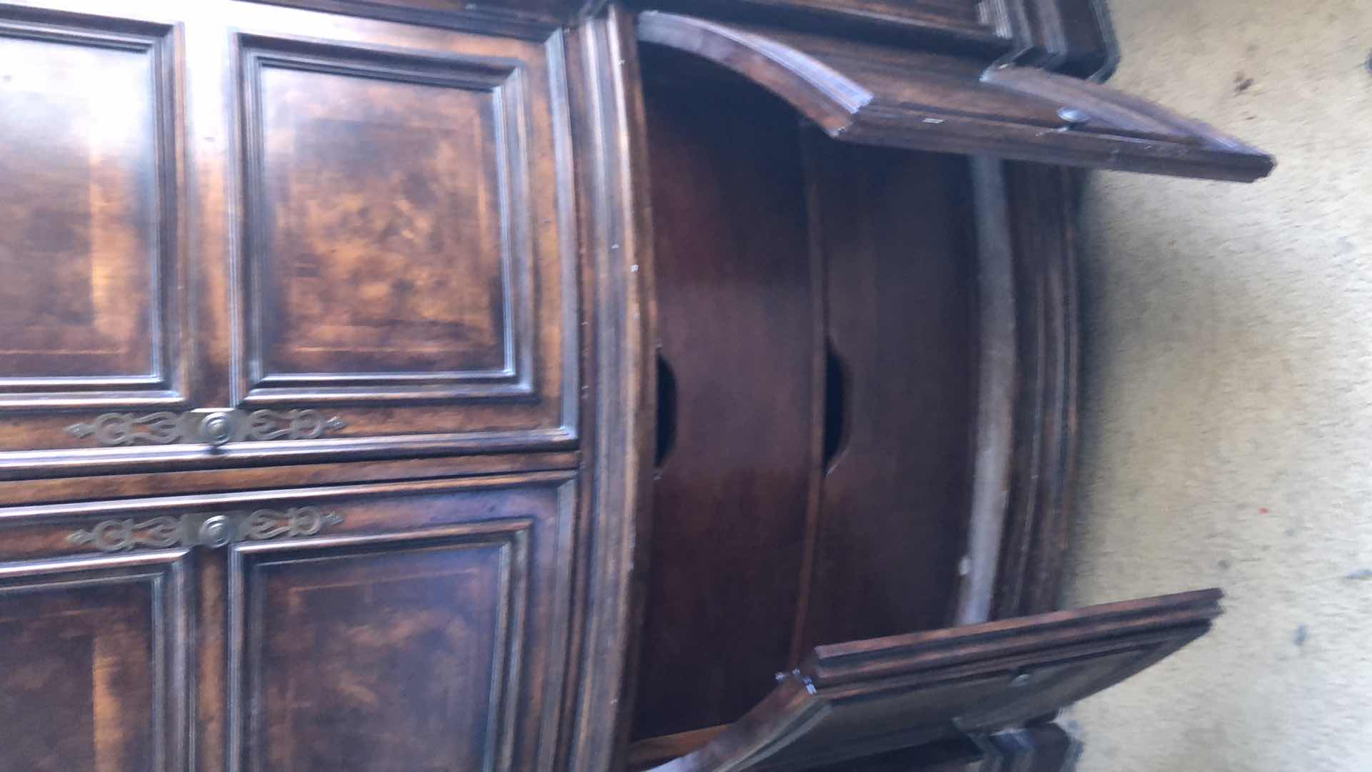 Photo 1 of MAHOGANY WOOD ARMOIRE ENTERTAINMENT CABINET W DRAWERS 62” X 27” H84”