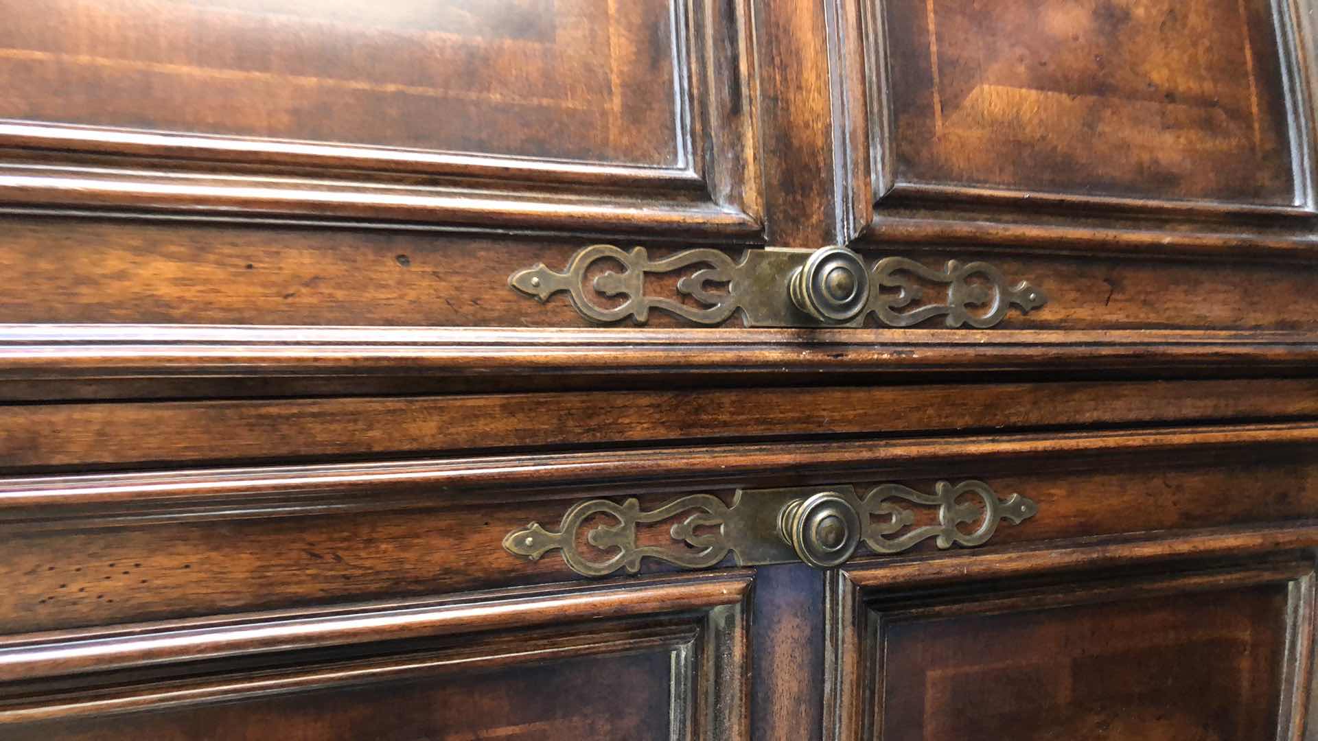 Photo 1 of MAHOGANY WOOD ARMOIRE ENTERTAINMENT CABINET W DRAWERS 62” X 27” H84”