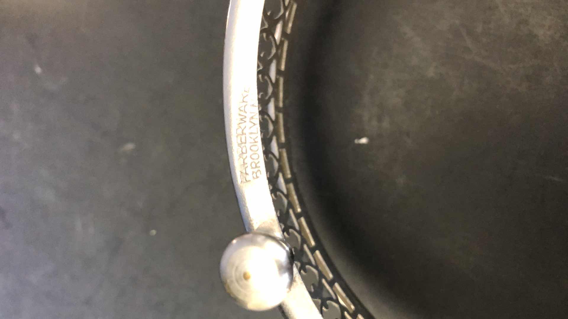 Photo 1 of FABERWARE GLASS PITCHER W SILVER-PLATED HOLDER & 4-WM. RODGERS SILVER-PLATED 3" CUPS