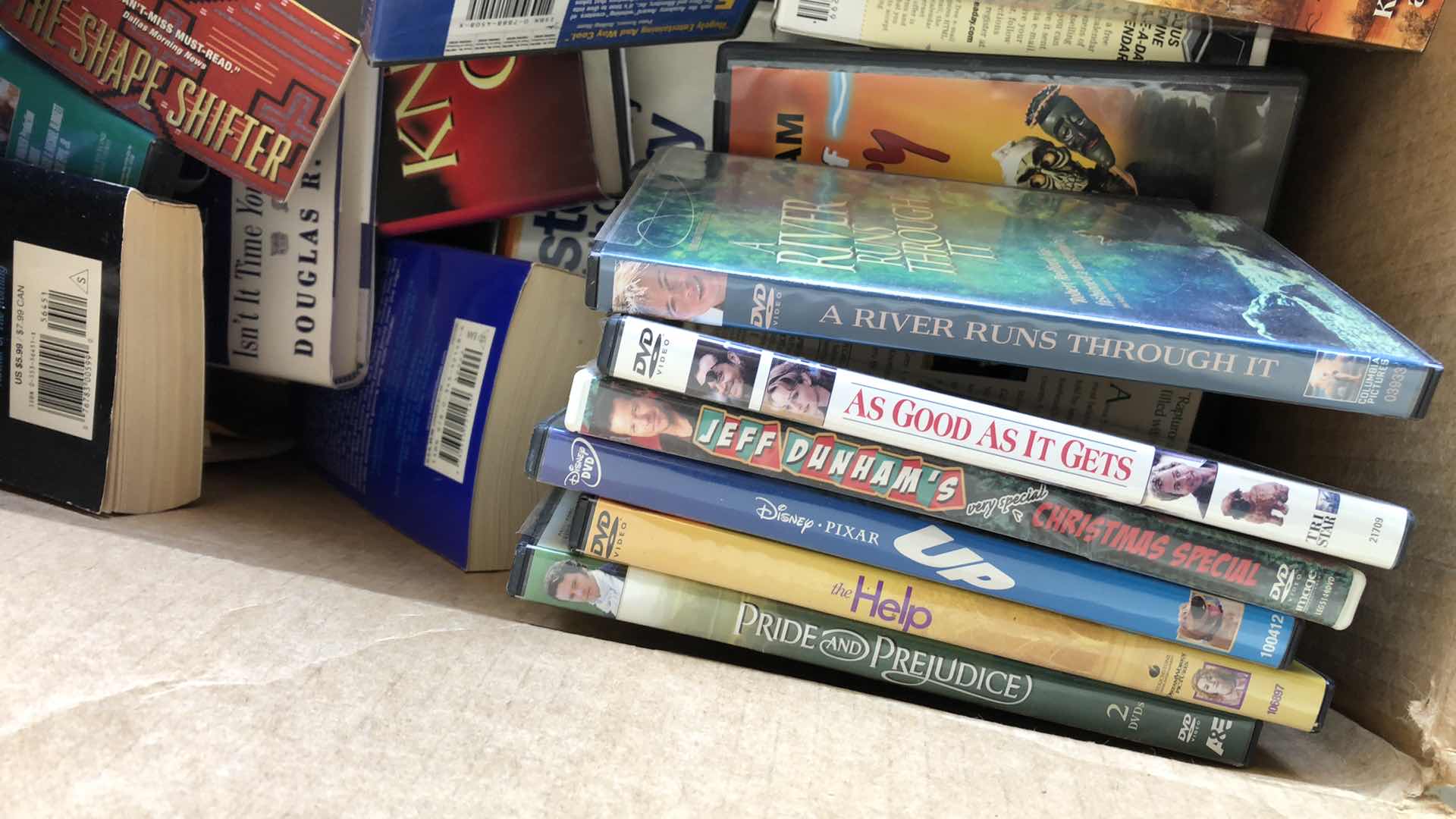 Photo 1 of BOX OF BOOKS & DVD MOVIES-VARIOUS TITLES & ARTIST/AUTHORS