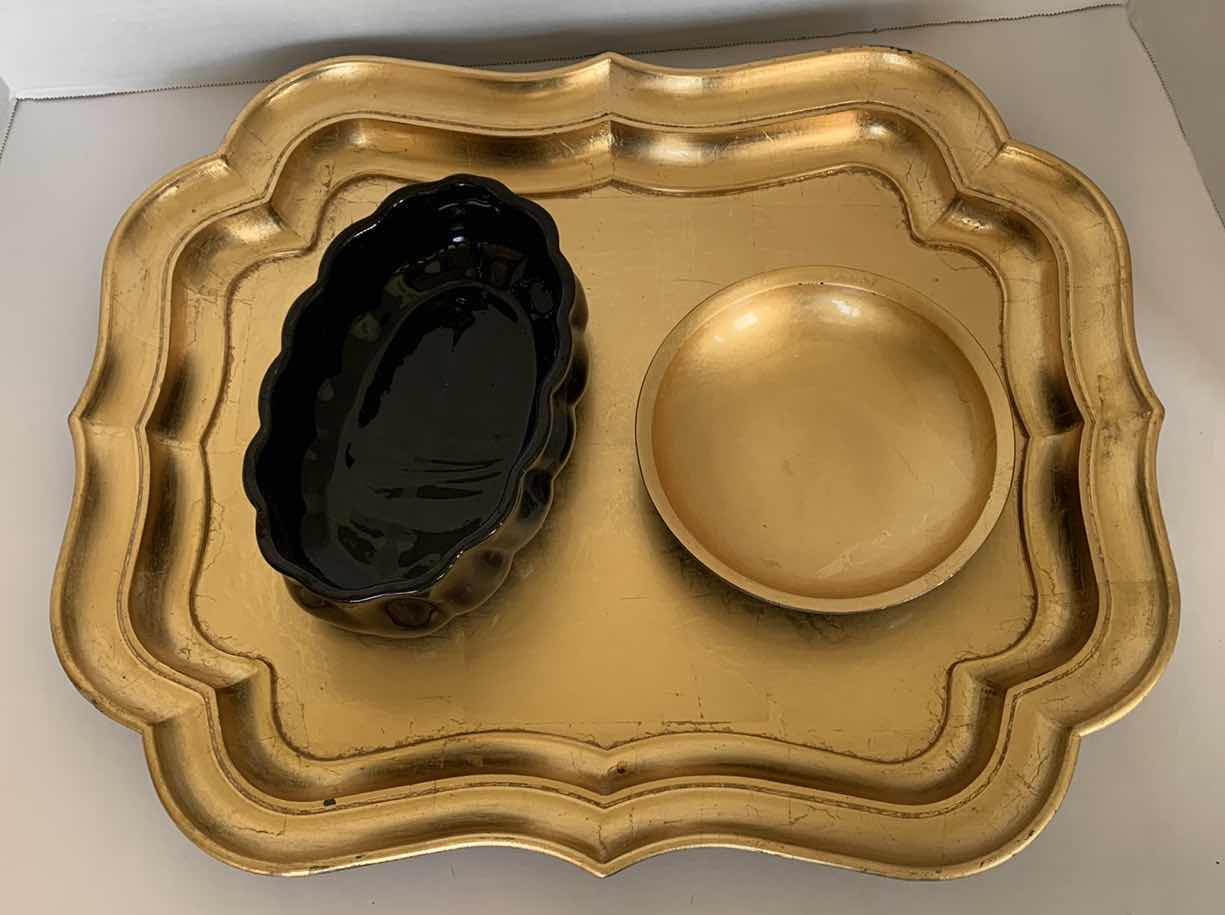 Photo 1 of BLACK AND GOLD PLASTIC SERVING SET