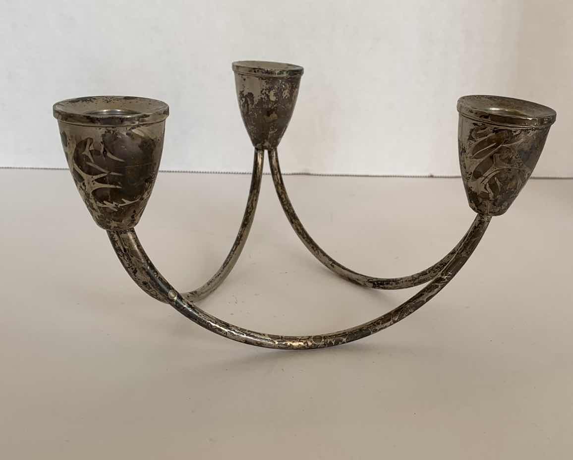 Photo 1 of STERLING DUTCH SILVER WEIGHTED 3 STICK CANDELABRA