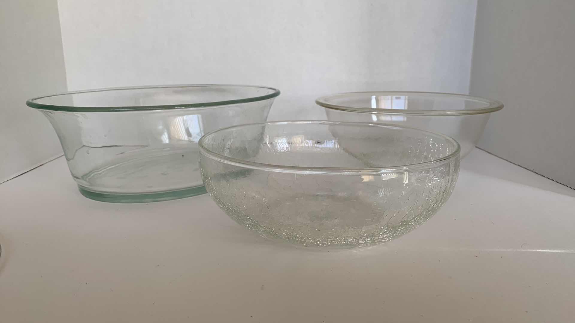 Photo 1 of 3 GLASS BOWLS, 1 WITH LID