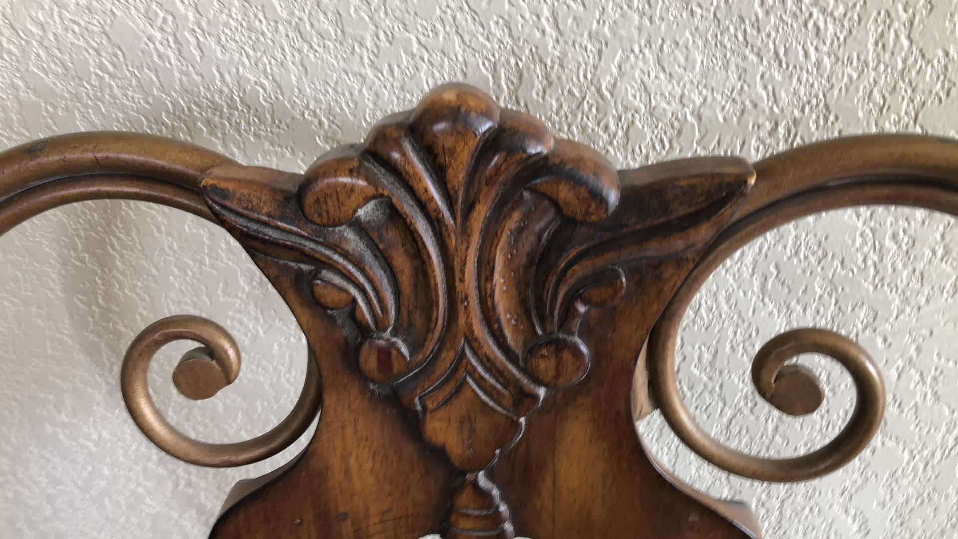 Photo 1 of VINTAGE CARVED MAHOGANY W PADDED SEAT SIDE CHAIR