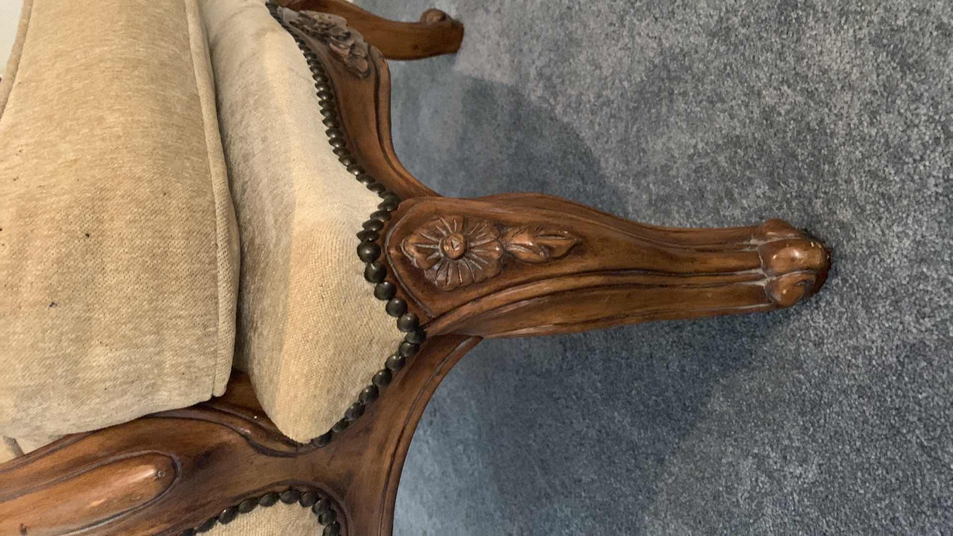View 3 of FRENCH STYLE LOUIS XV FAUTEUIL ARMCHAIR 26" X 24" H 38.5"