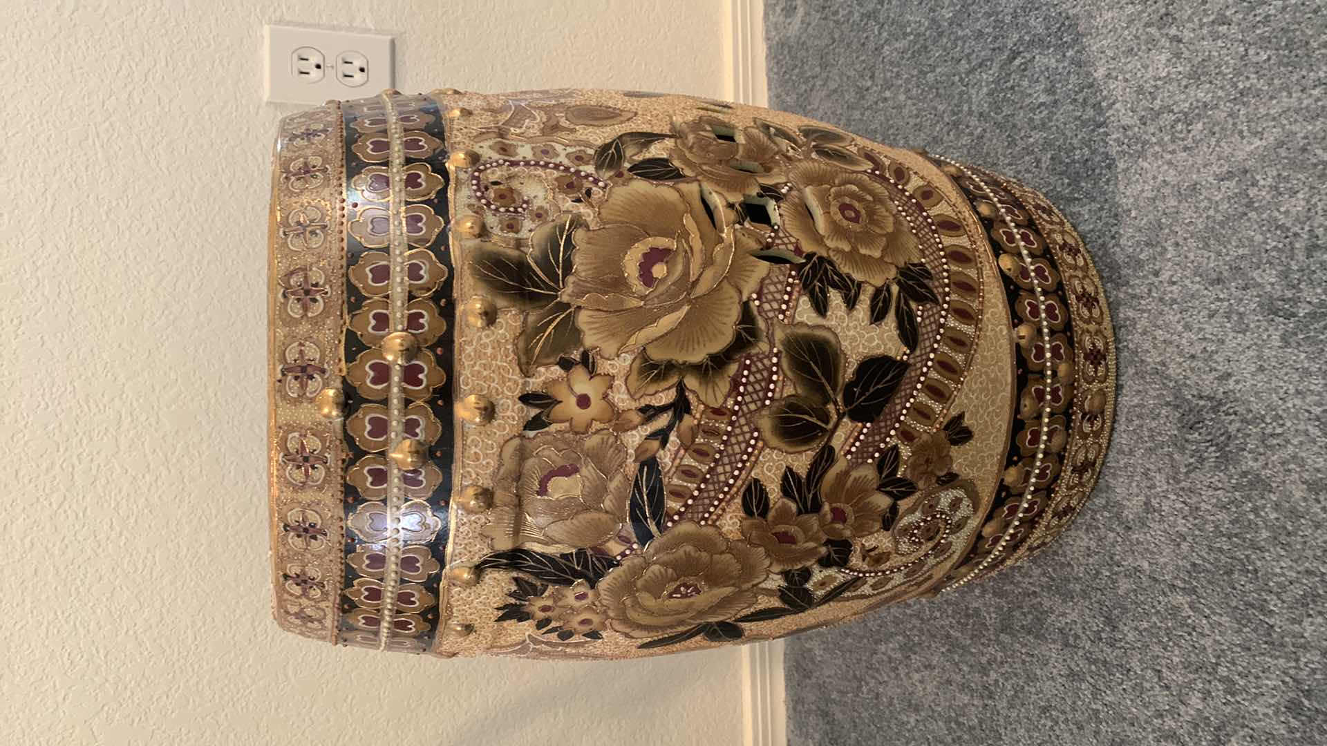 Photo 1 of ASIAN HAND-PAINTED GARDEN STOOL H 20"