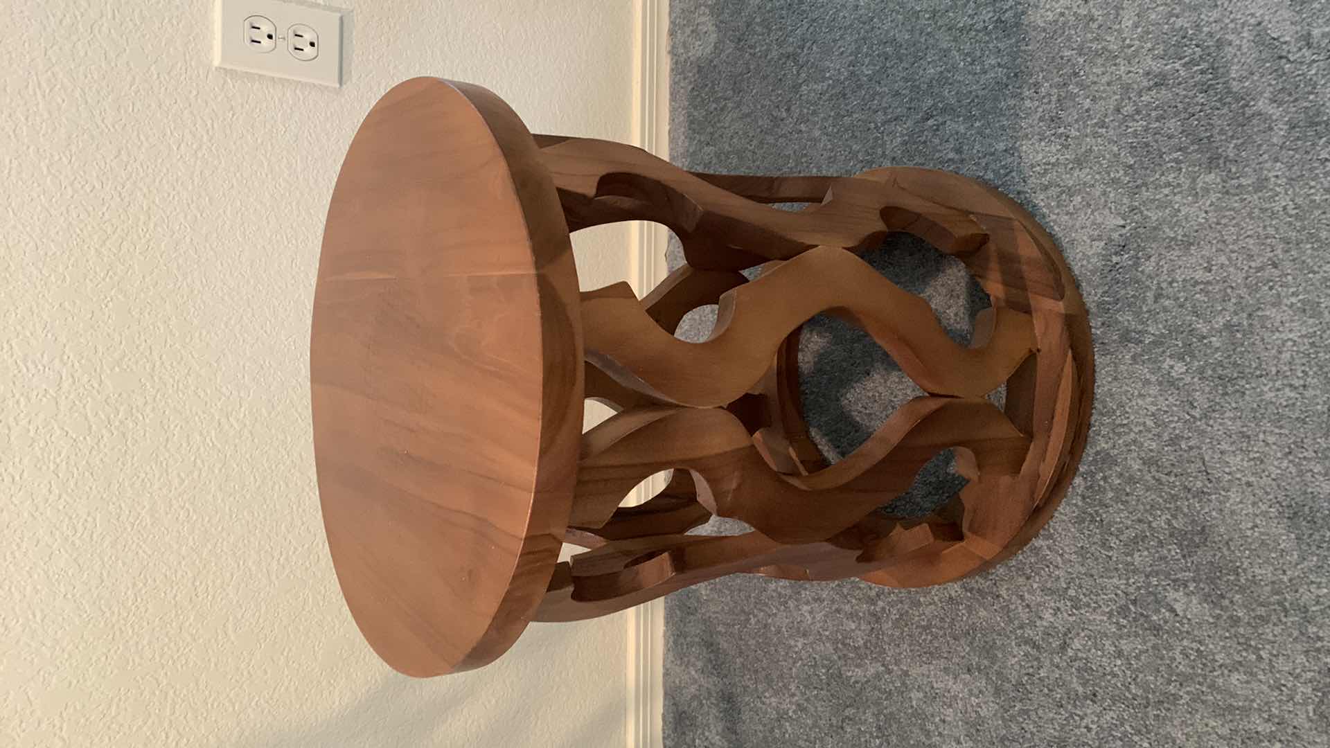 Photo 1 of WOVEN TEAK WOODEN SIDE TABLE/ END TABLE H 19"