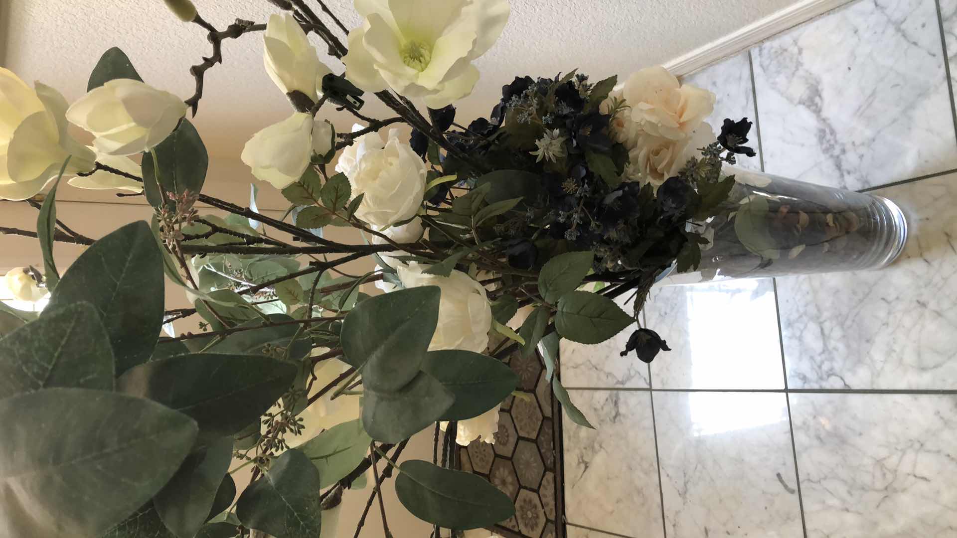 Photo 1 of FAUX PLANTS IN GLASS VASE H 58”