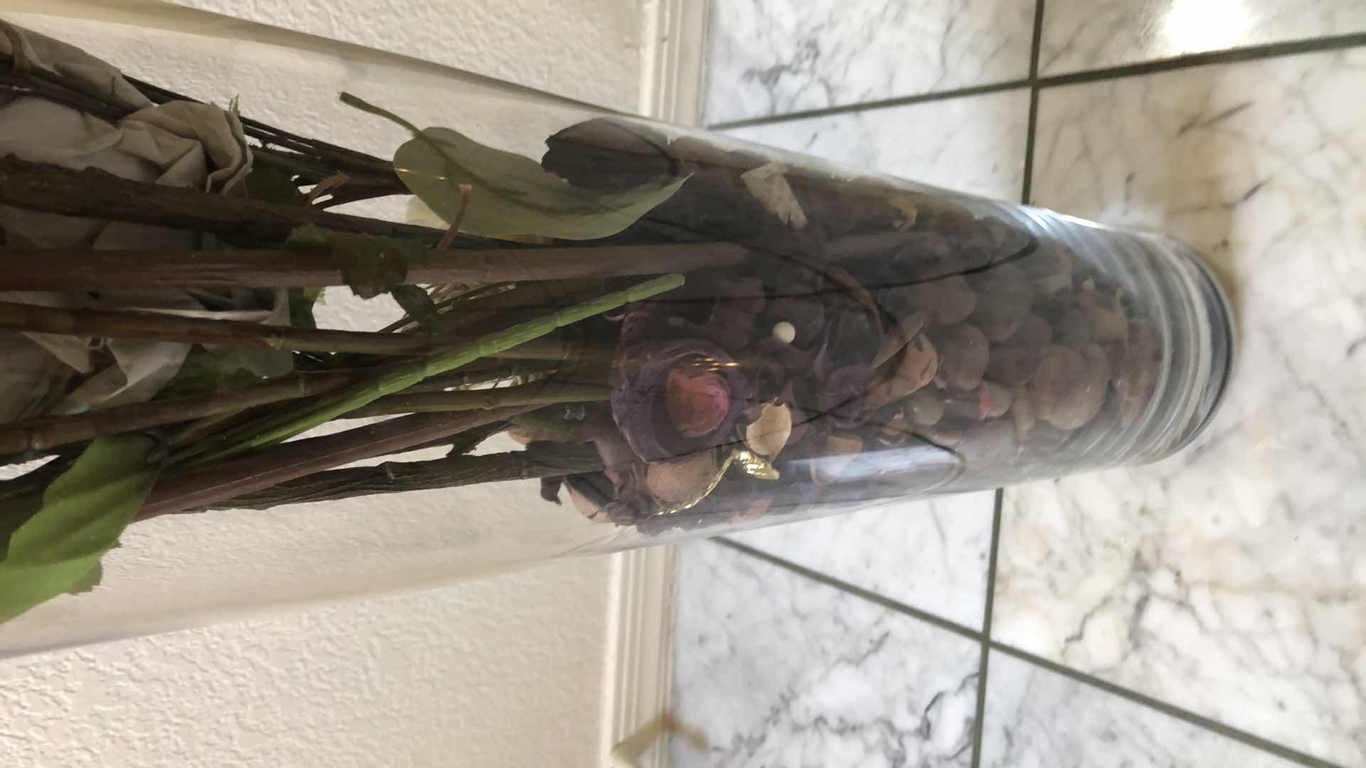 Photo 1 of FAUX PLANTS IN GLASS VASE H 58”