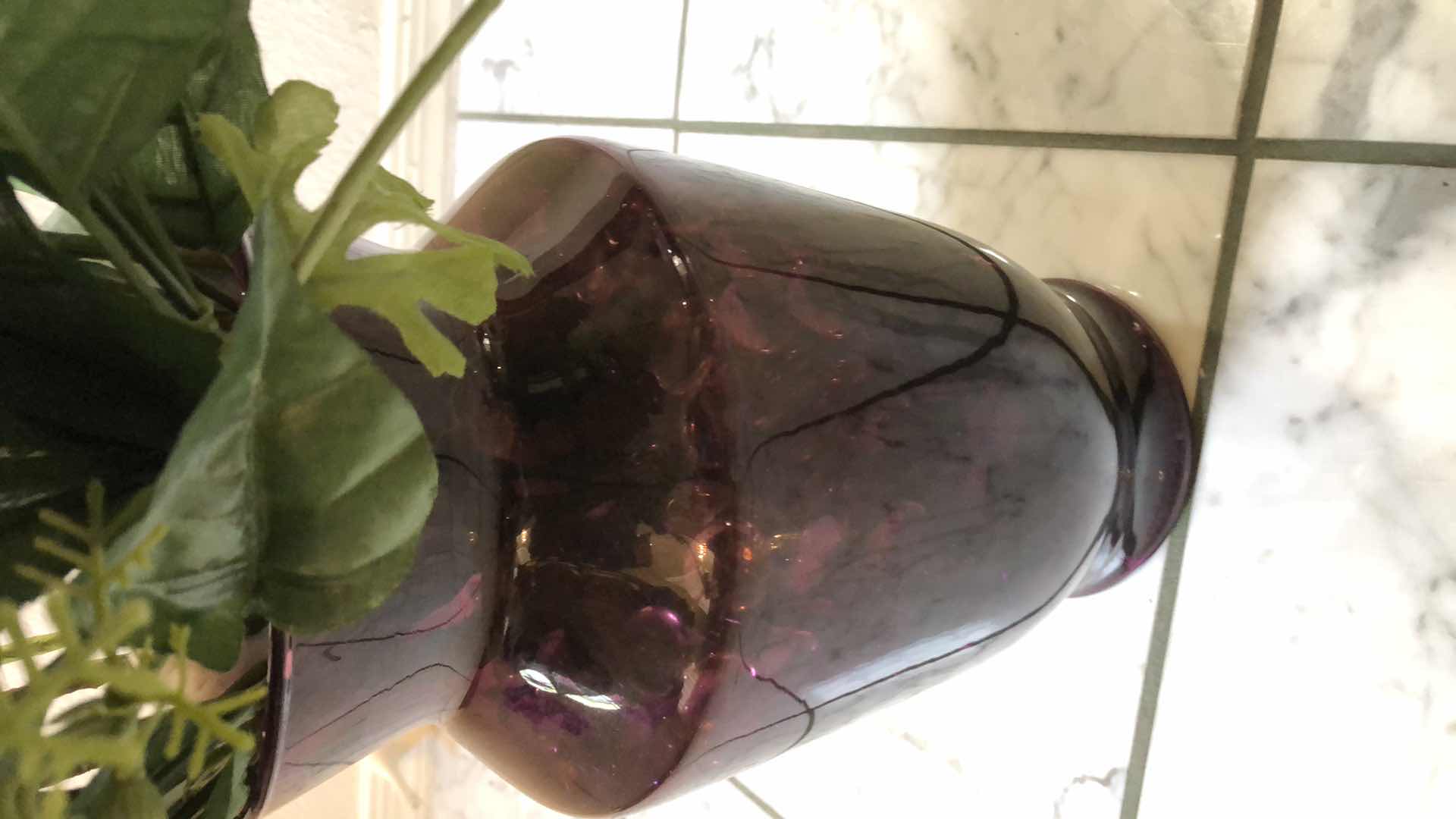 Photo 1 of FAUX PLANTS IN GLASS VASE H 36”