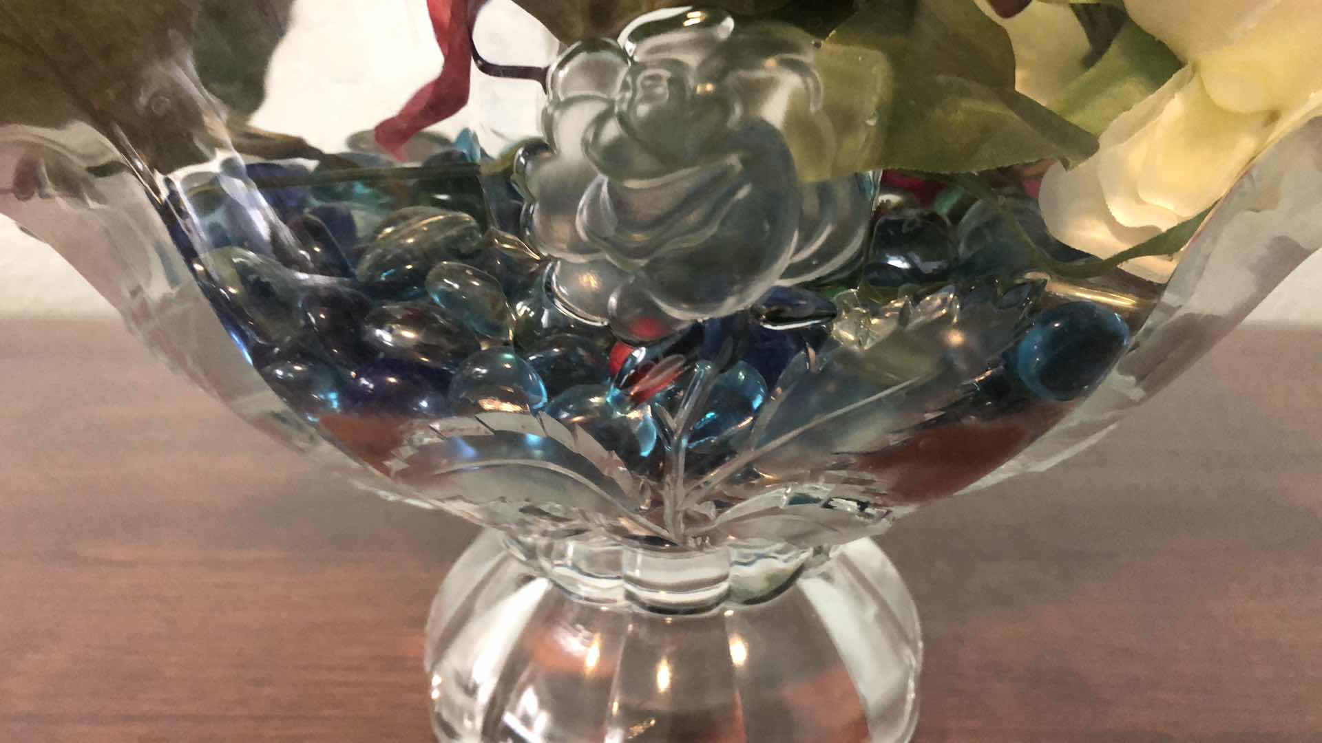 Photo 1 of ORNATE GLASS VASE 13” WIDE