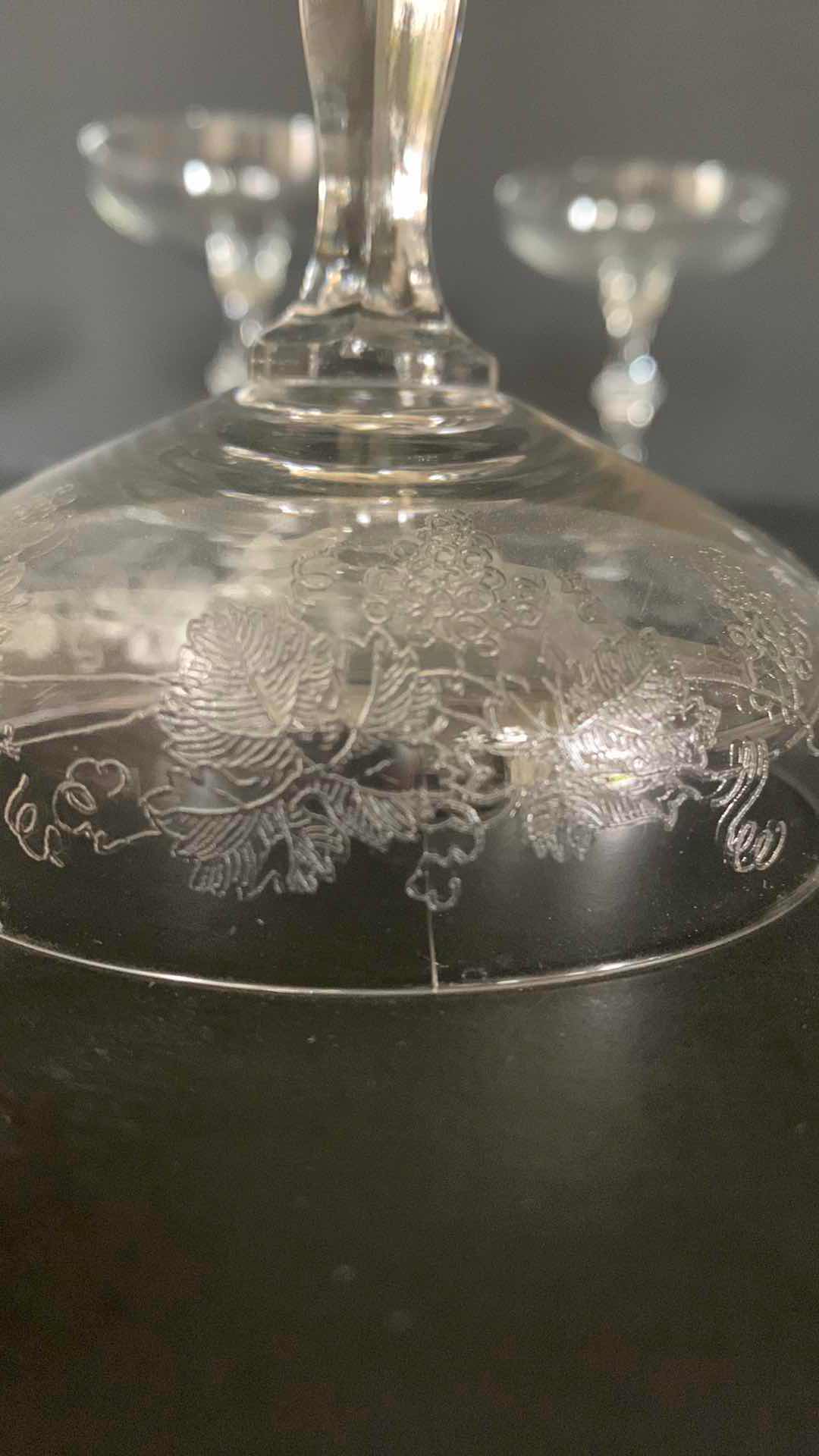 Photo 1 of CHAMPAGNE GLASSES, 1 WITH GRAPE ETCHINGS