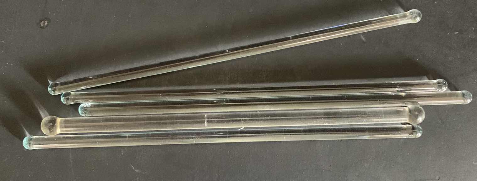 Photo 1 of GLASS WINE FUNNEL, 5 GLASS STIR STICKS, 1 CORDIAL GLASS AND 1 COCKTAIL GLASS