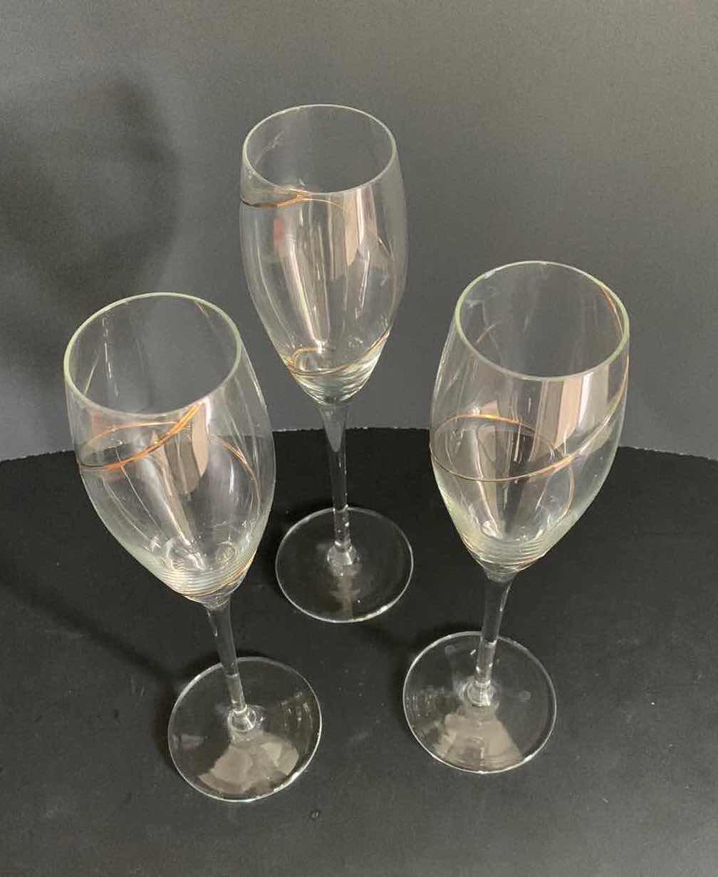 Photo 1 of 3 CHAMPAGNE FLUTES WITH GOLD SWIRL