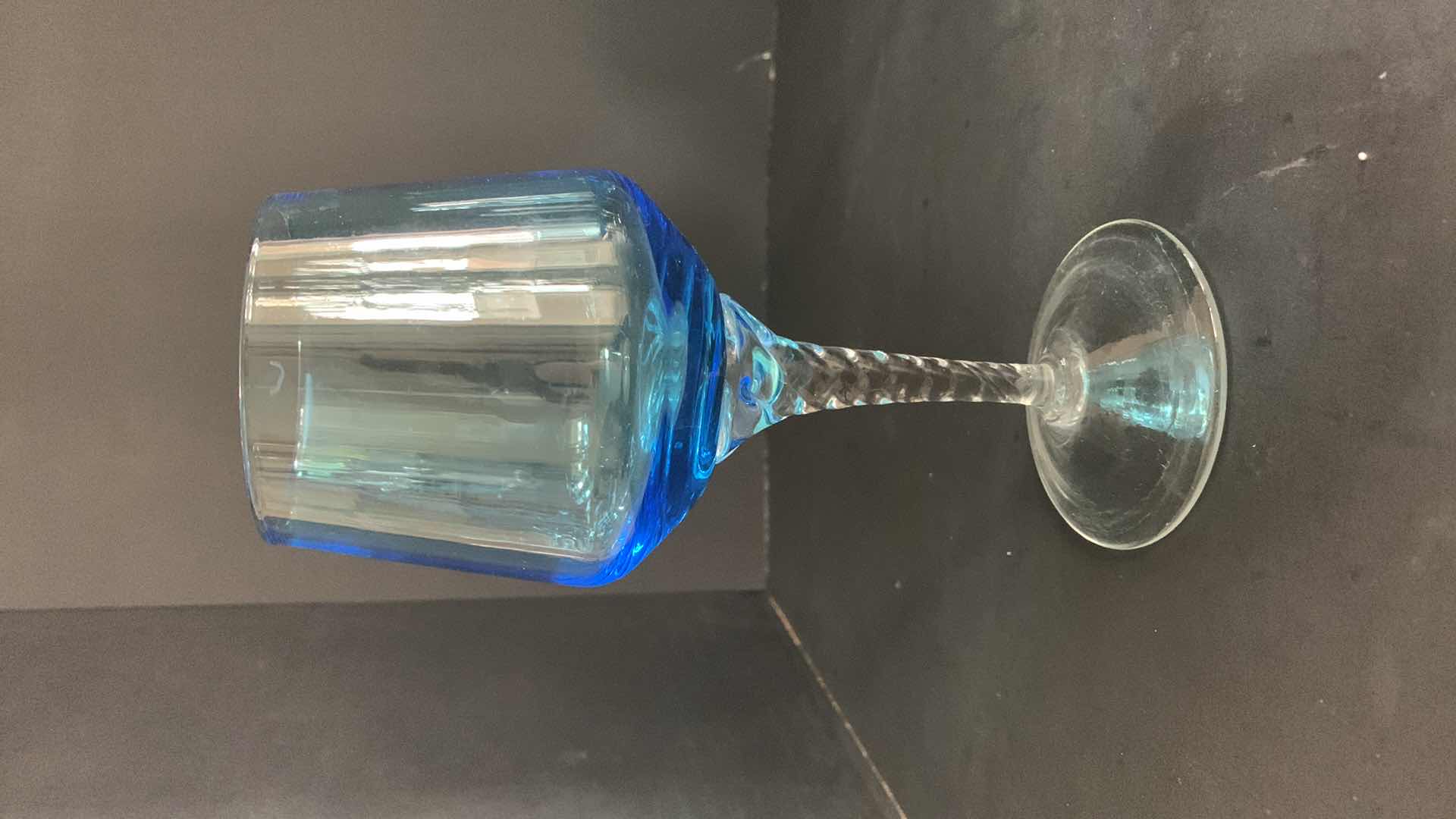 Photo 1 of 5 - BLUE GLASS WINE GLASSES