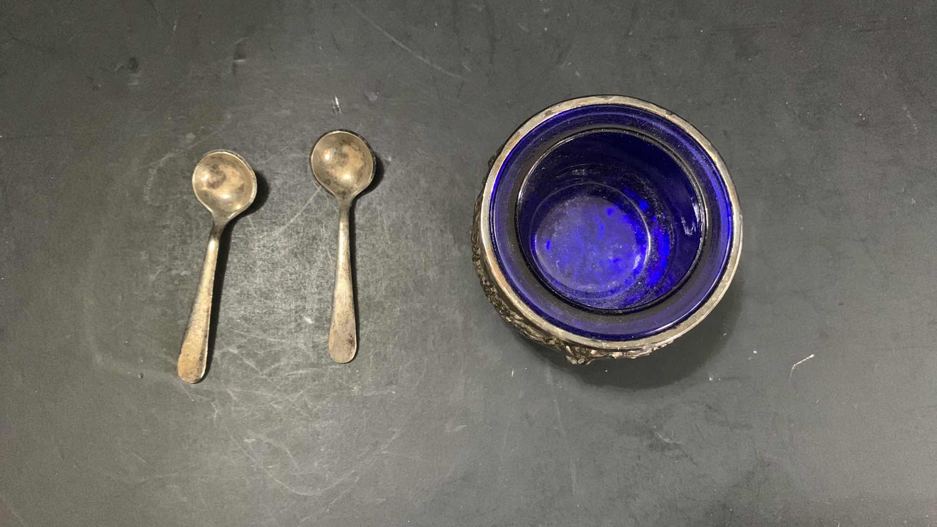 Photo 1 of SALT CELLAR SILVER PLATED FOOTED CONTAINER WITH MERMAIDS